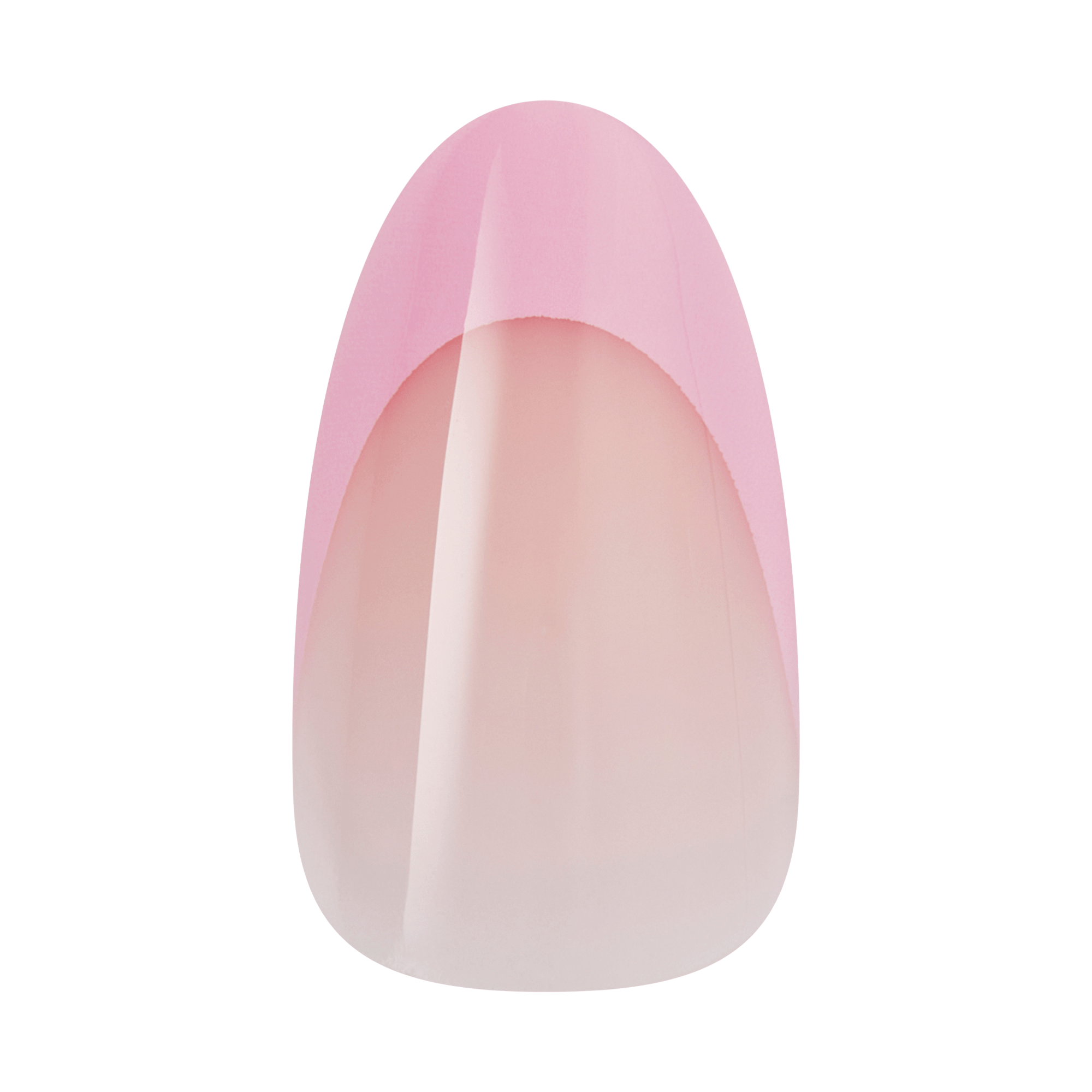 Almond-shaped nail with pink ombre gradient and glossy finish.