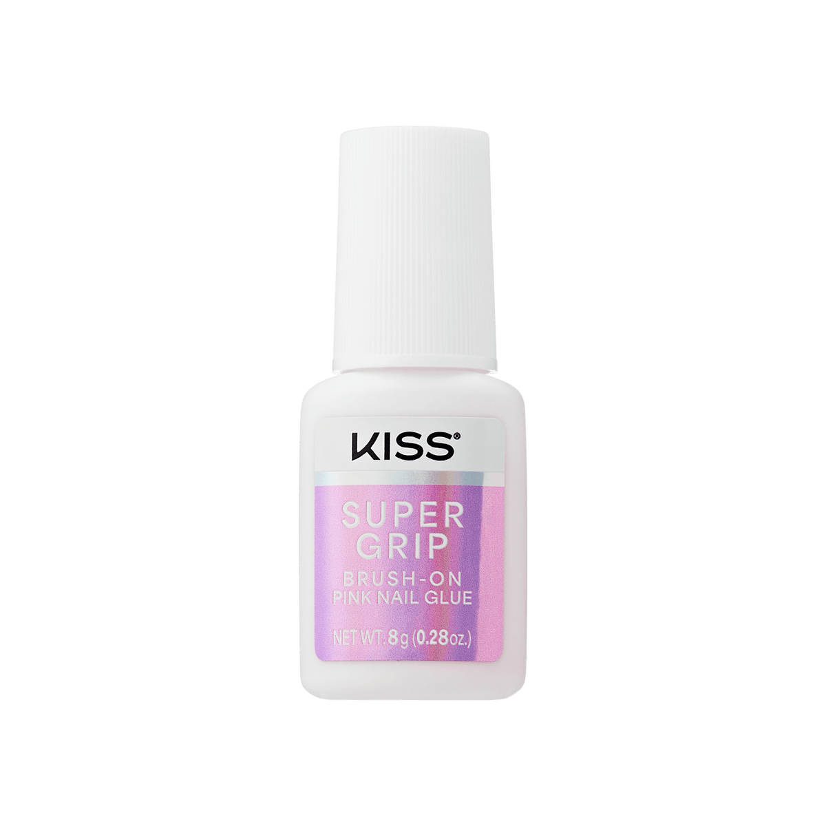 Kiss SuperGrip Brush-On Pink Nail Glue | Nail Adhesive, Press-On Glue, Vitamin E Infused, Long-Lasting Wear, Clean & Strong, Pink Tint, 0.28 oz.