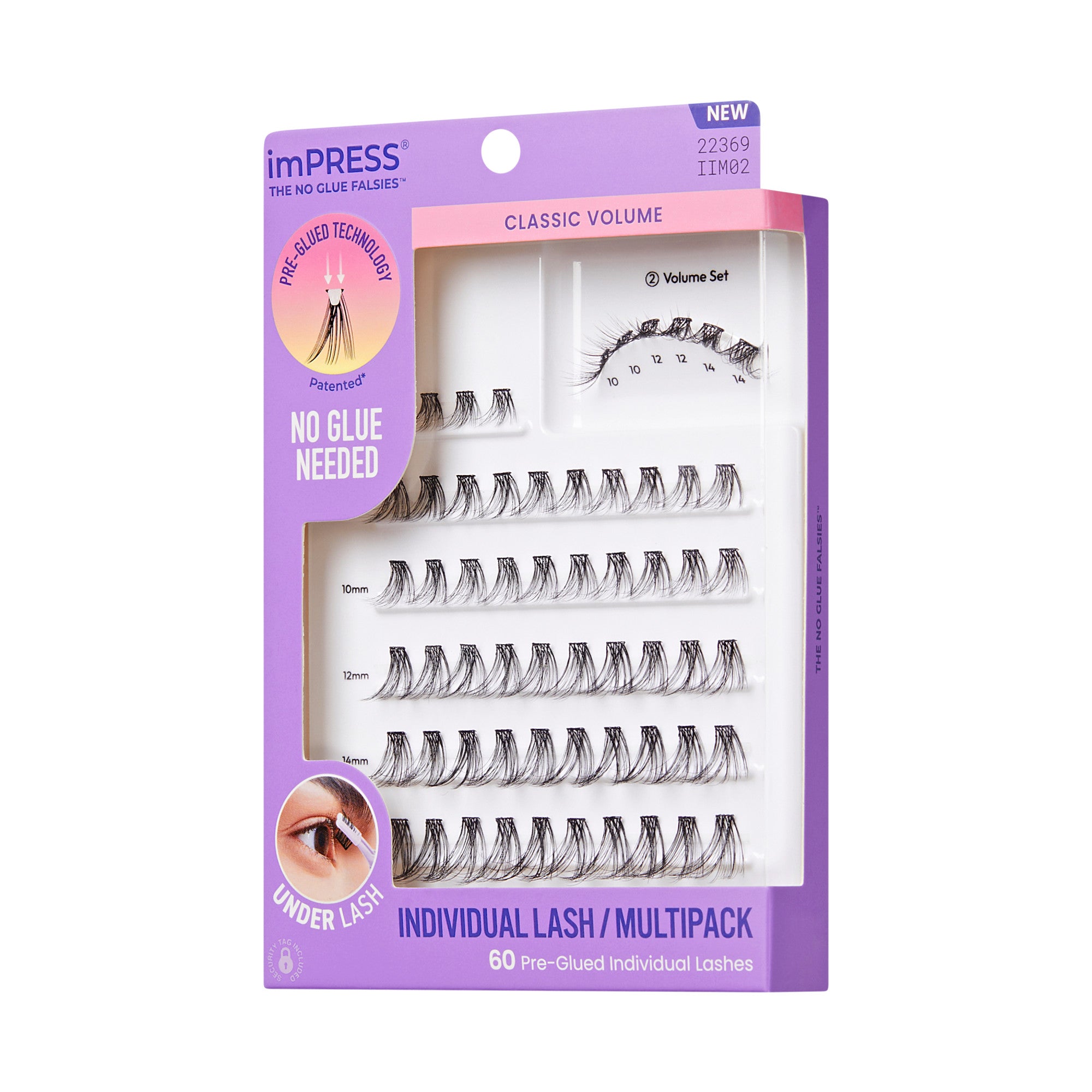 imPRESS Classic Volume pre-glued individual lashes multipack, 60 lashes