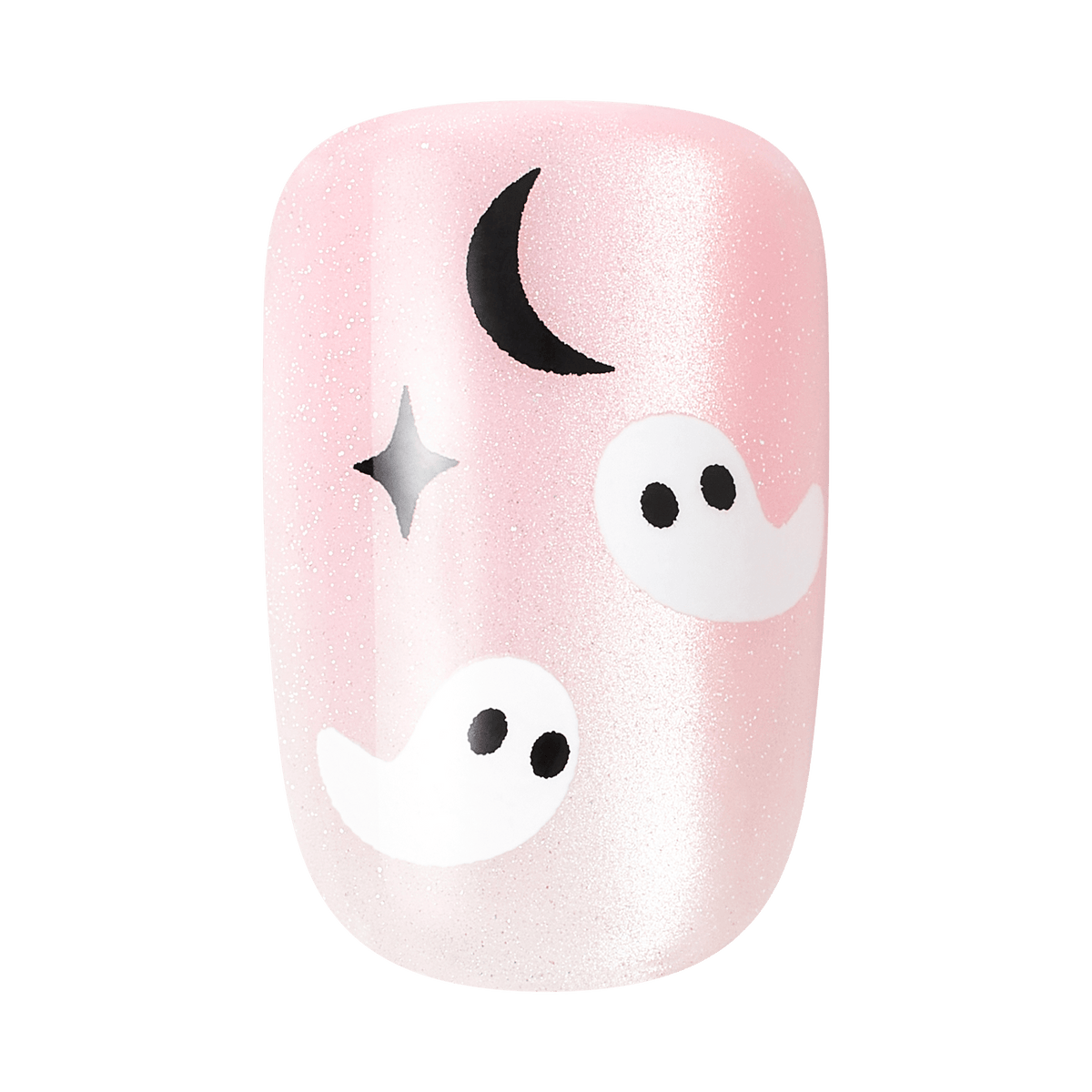 Impress Design Halloween No Glue Fake Press On Nails - Broom & Bloom | Design, Pink, Short, Squoval, Glow In The Dark, Manicure