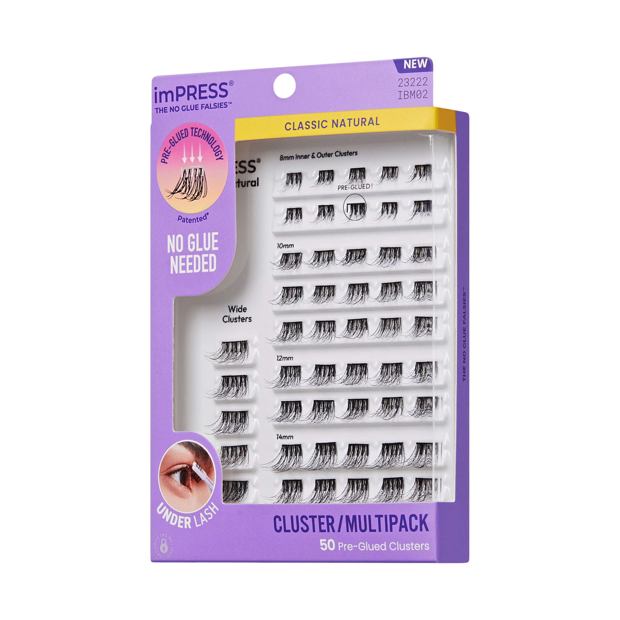 imPRESS Classic Natural pre-glued lash clusters, 50 count multipack