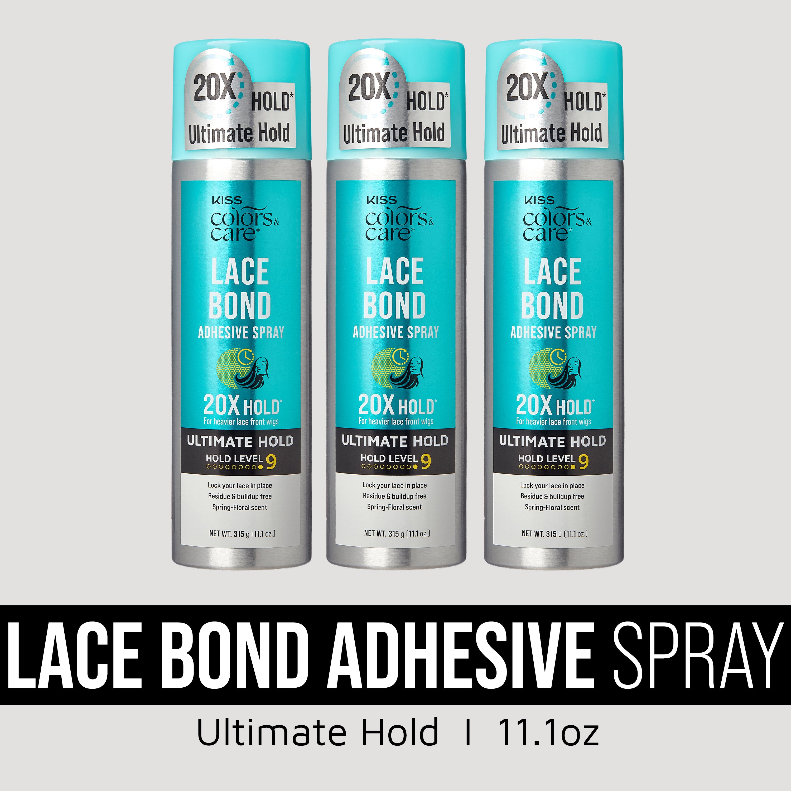 Kiss Colors & Care Lace Bond Adhesive Spray, 20X Hold, 11.1oz, 3-pack