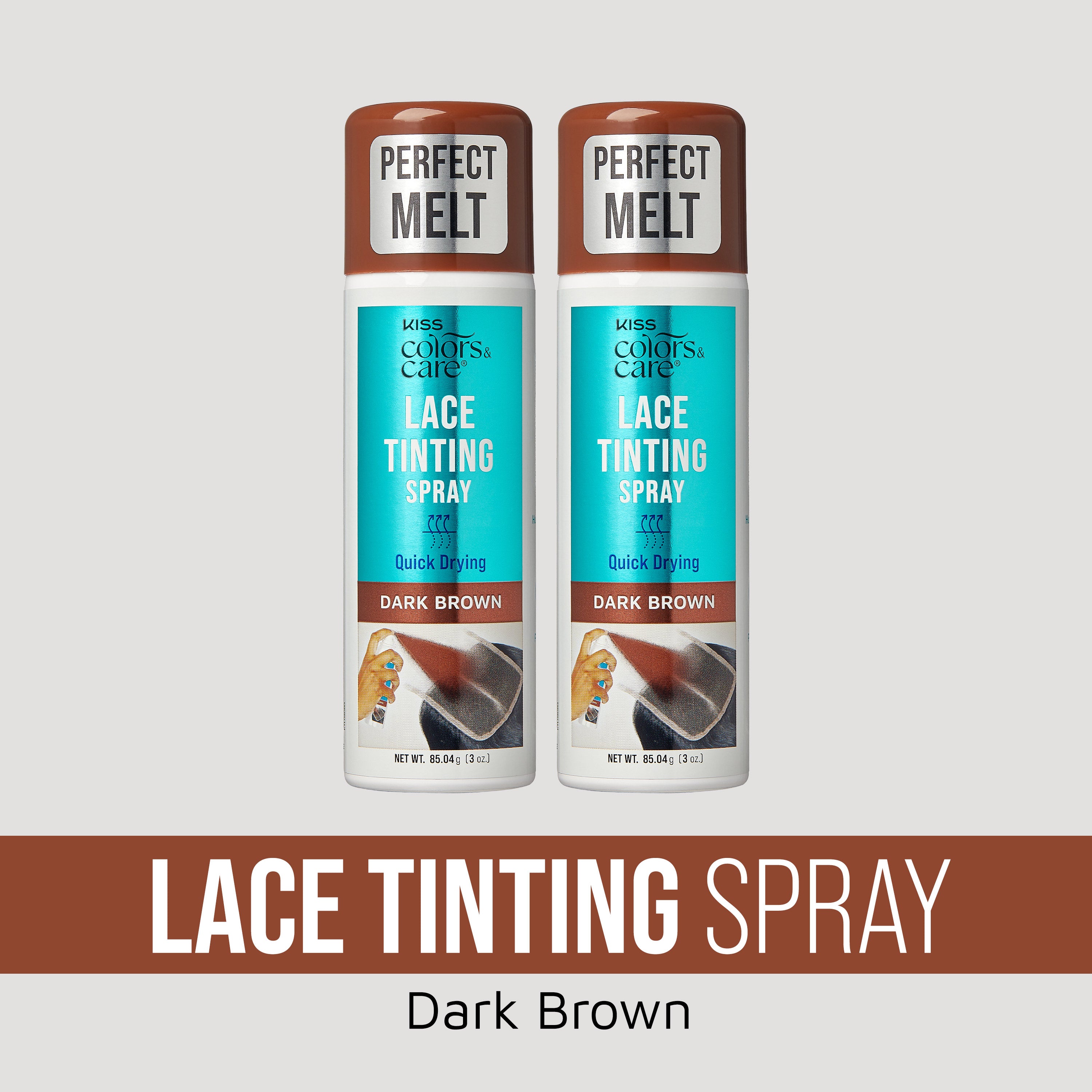 KISS Colors & Care Perfect Melt Lace Tinting Spray Dark Brown, 3oz bottles (2-pack)