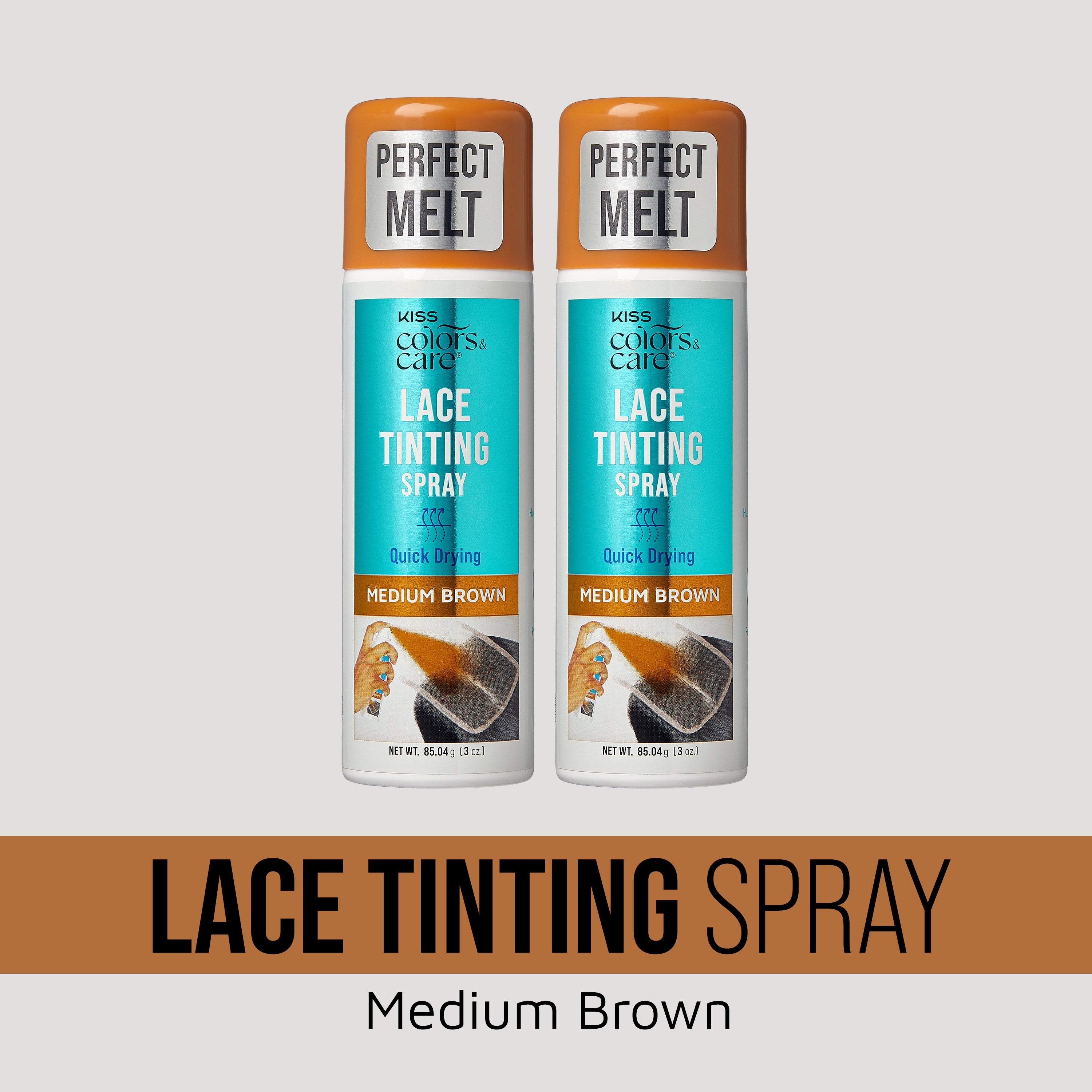 Kiss Colors & Care Perfect Melt Lace Tinting Spray Medium Brown duo pack