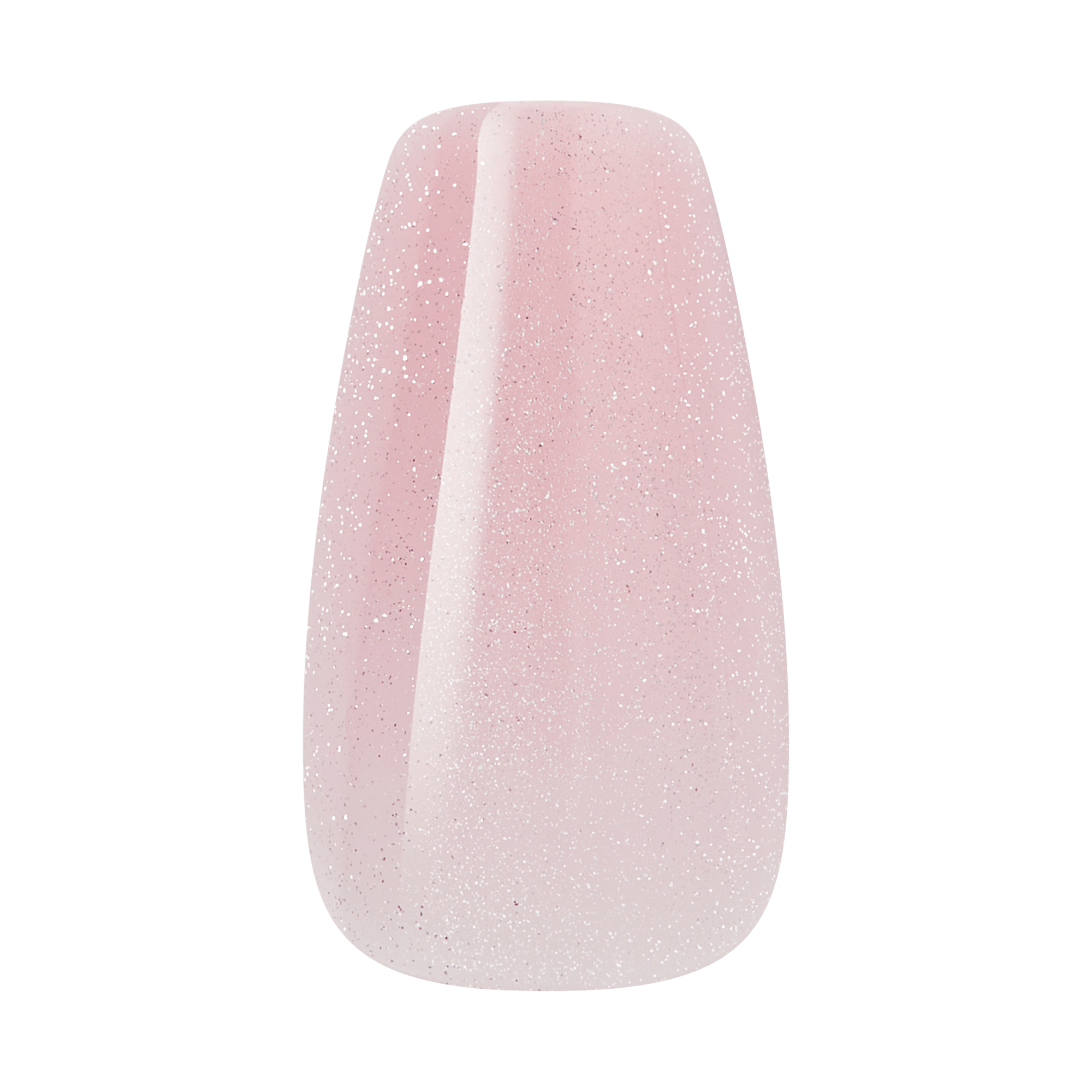 Pink glitter nail polish swatch on white background