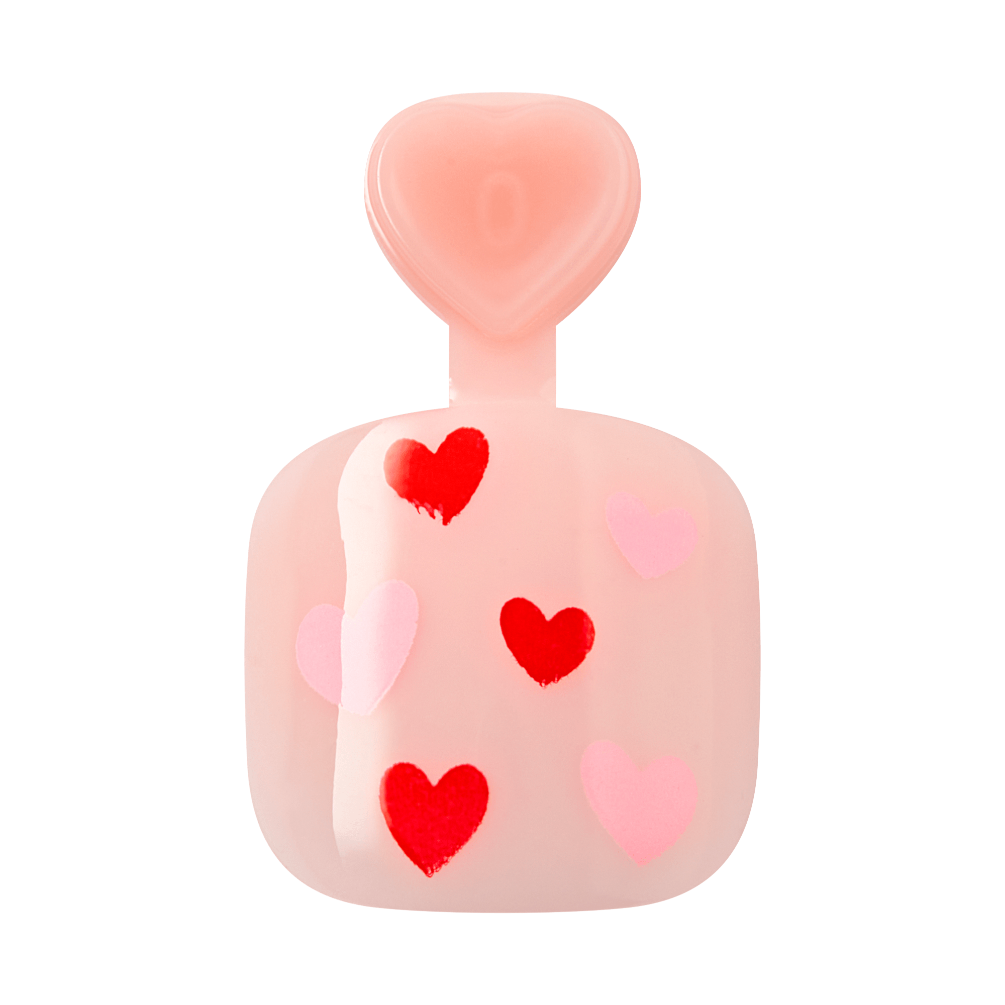 Stylized figure with red and pink hearts on chest, representing love and compassion.