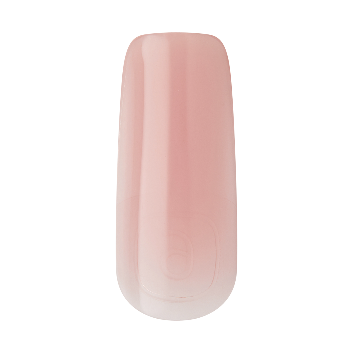 Soft gel nail swatch in a smooth gradient from light pink at the tip to a slightly deeper pink at the base, showcasing a glossy finish.
