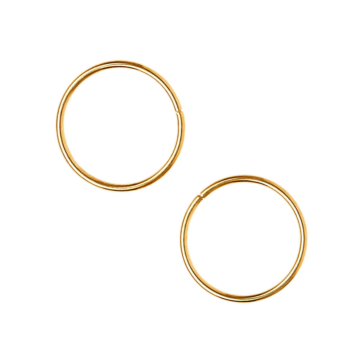 Two small, thin gold-tone metal rings designed as braid charms, displayed on a white background without packaging or text.