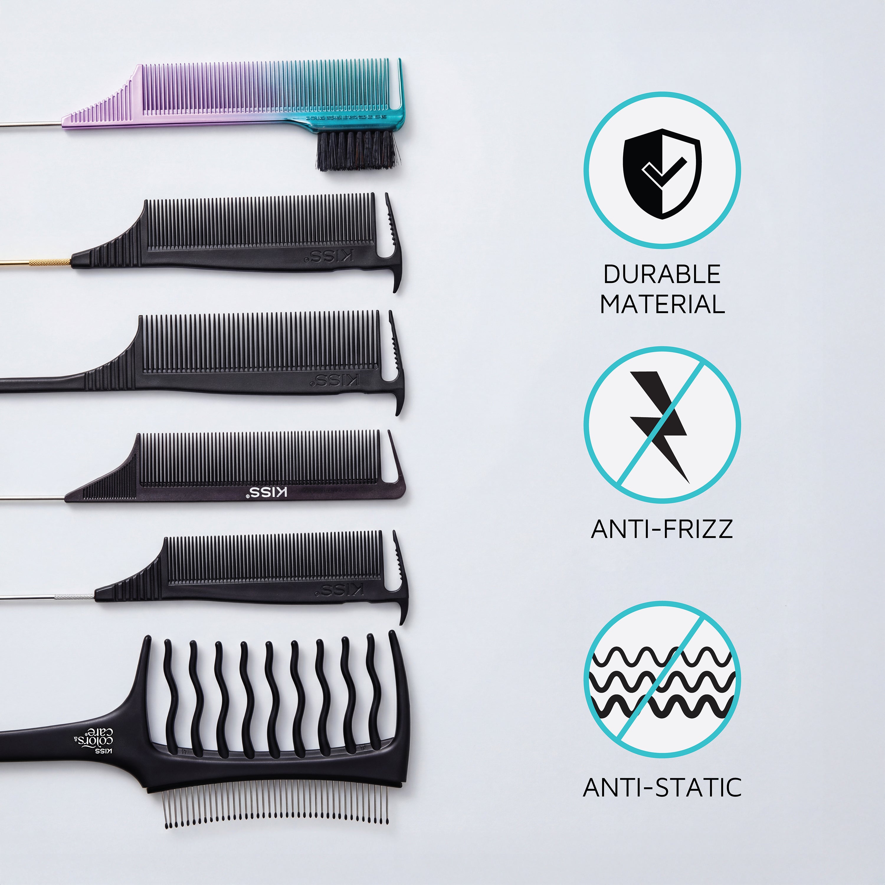 Kiss Colors & Care Pin Tail Parting Comb