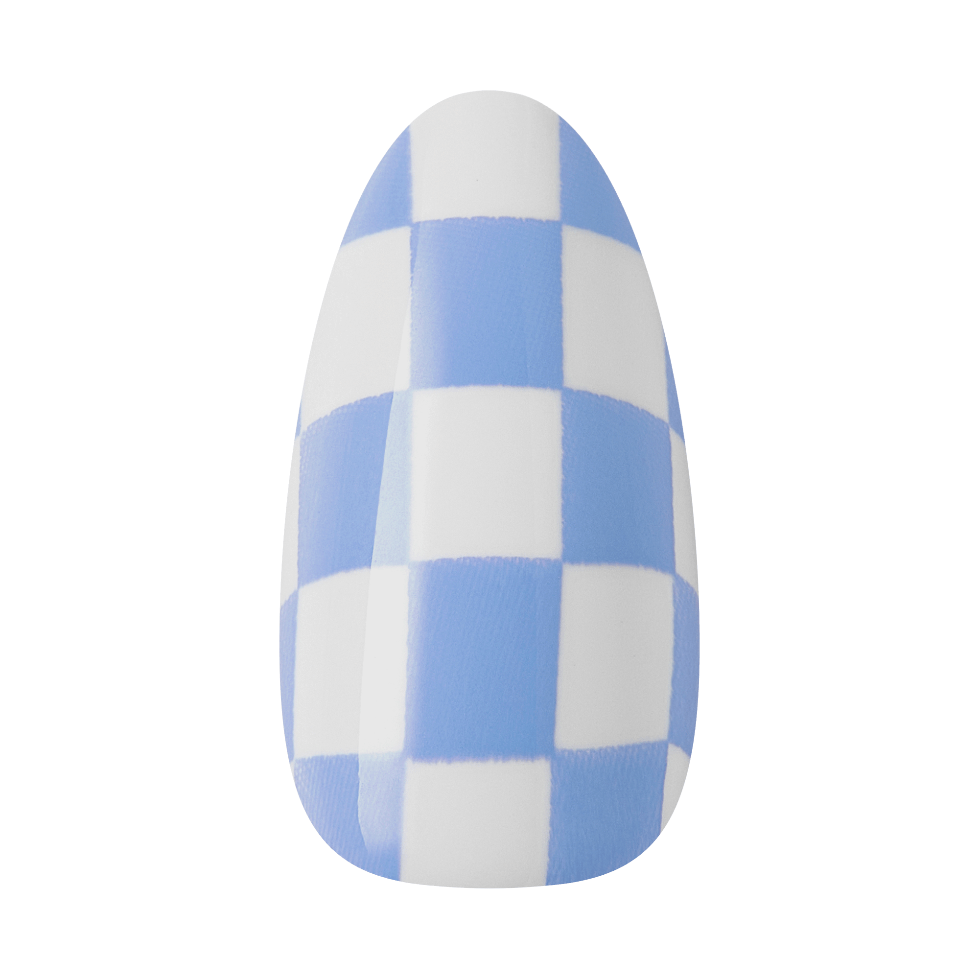Blue and white checkered ironing board cover in egg shape
