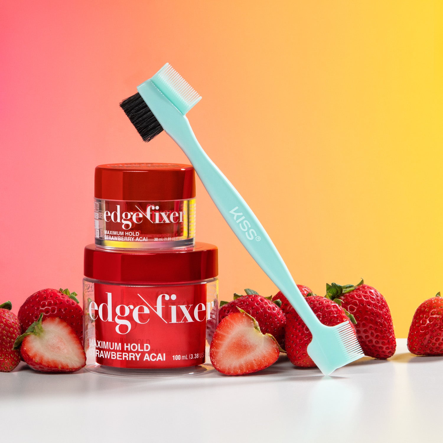 Kiss Colors & Care Edge Fixer Duo Bundle - Strawberry Acai