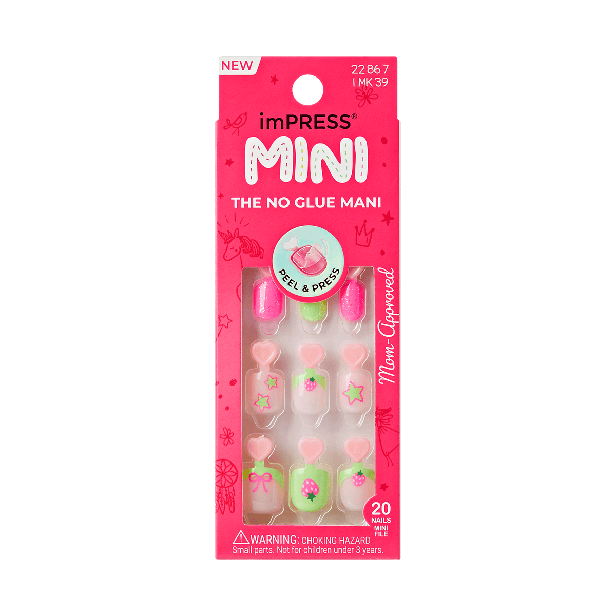 Impress Kids No Glue Fake Press On Nails - Princess Dream | Design, Pink & Green, Kids, Squoval, Manicure