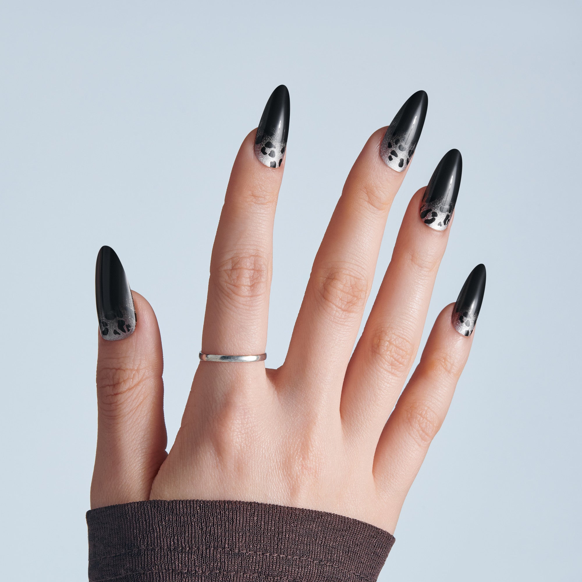 Kiss Haunt Halloween Press On Fake Glue Nails - Polish Potion | Design, Black, Long, Almond, Glow In The Dark