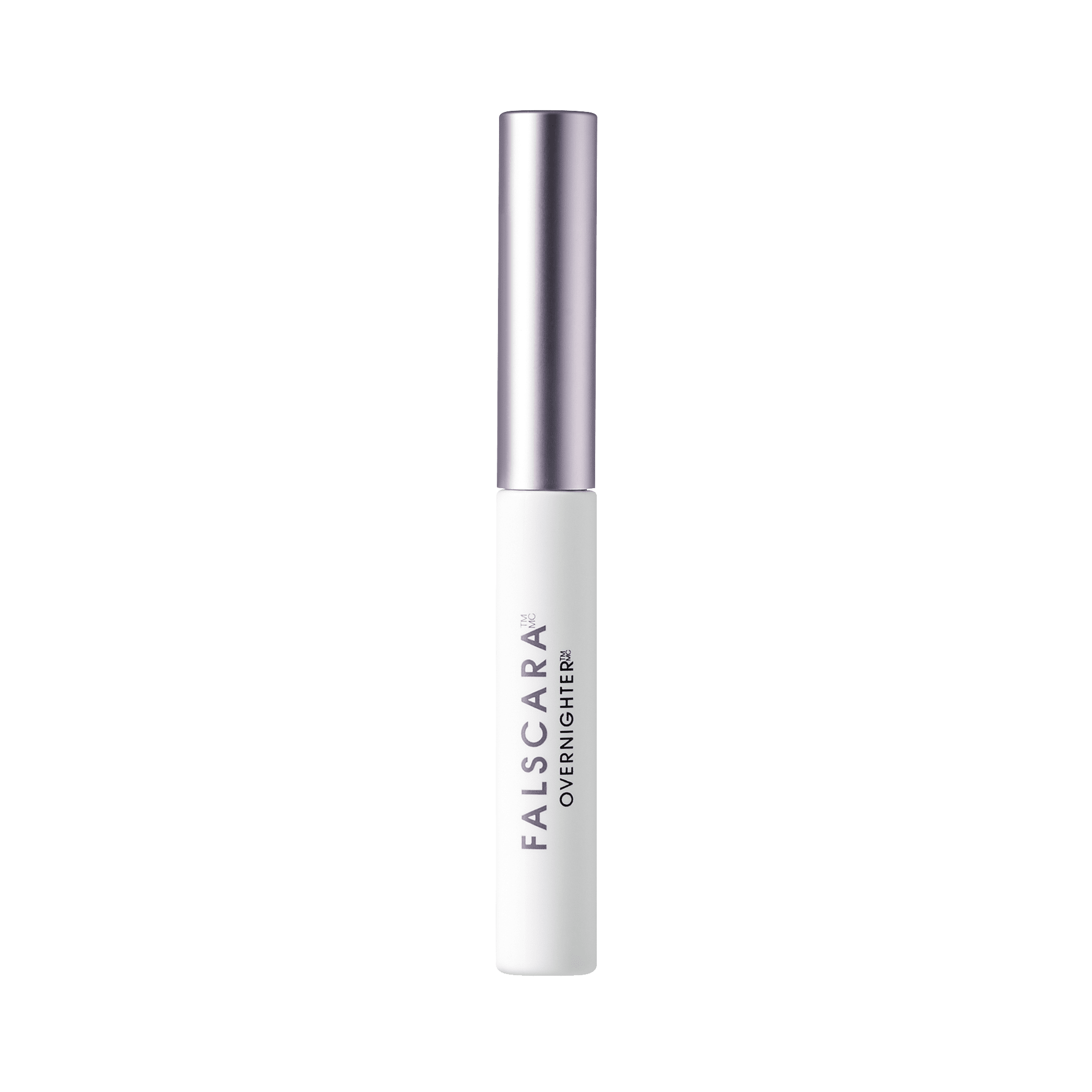Slim white tube with a metallic silver cap labeled \