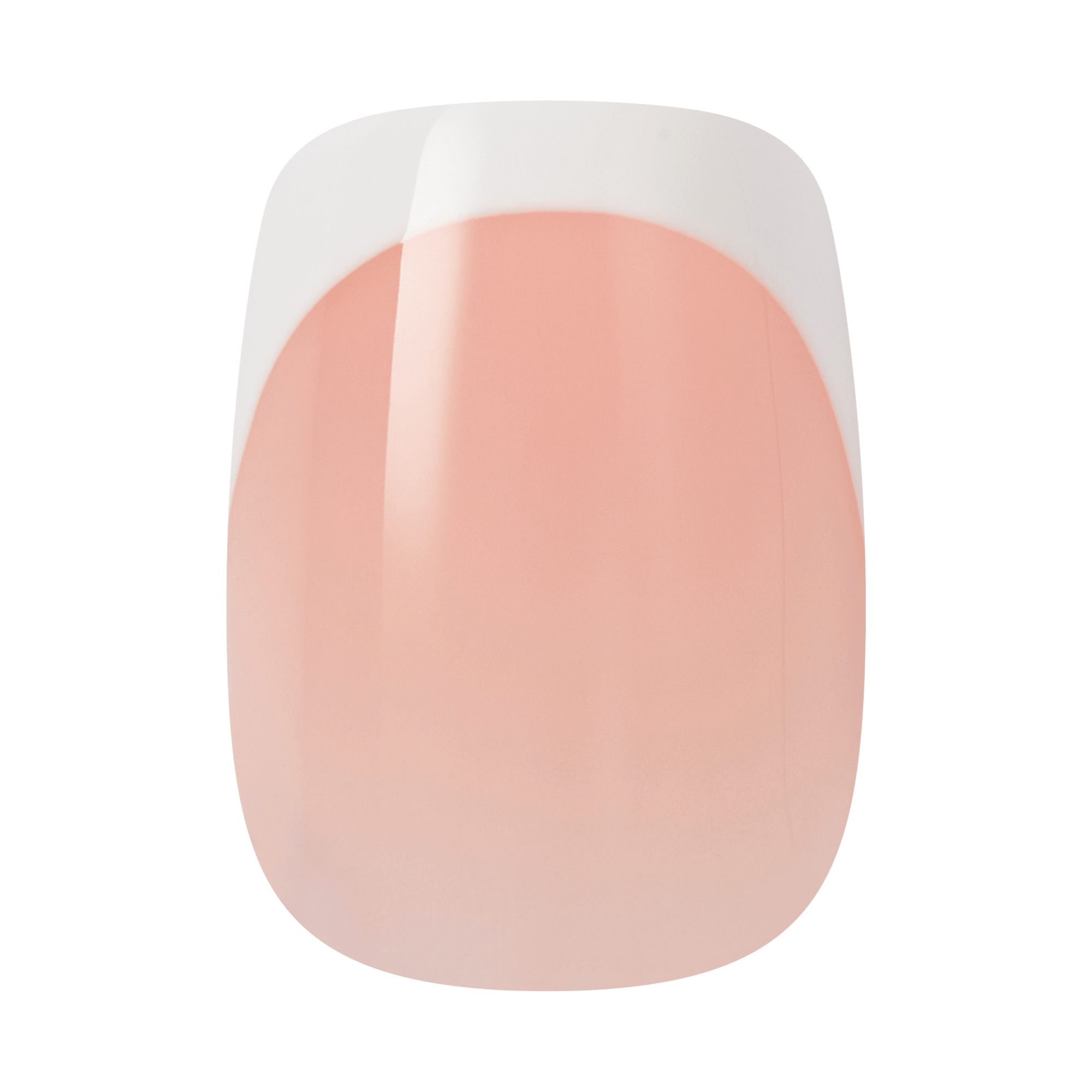 Rounded square nude nail with white French tip manicure