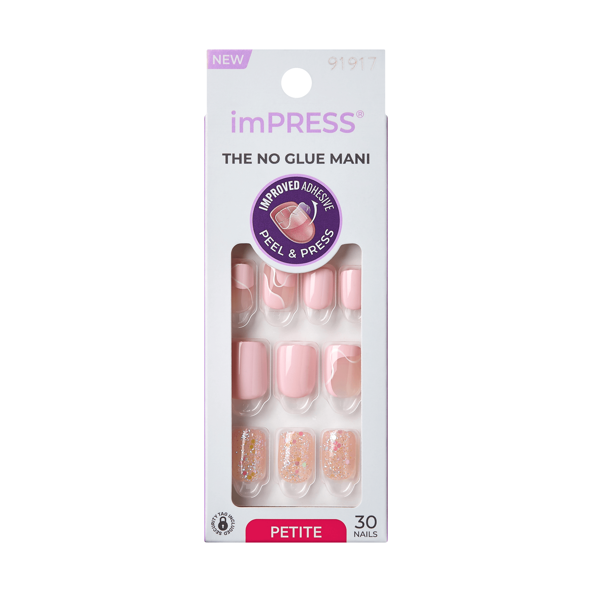 imPRESS The No Glue Mani press-on nails, 30 petite nails, peel and press adhesive
