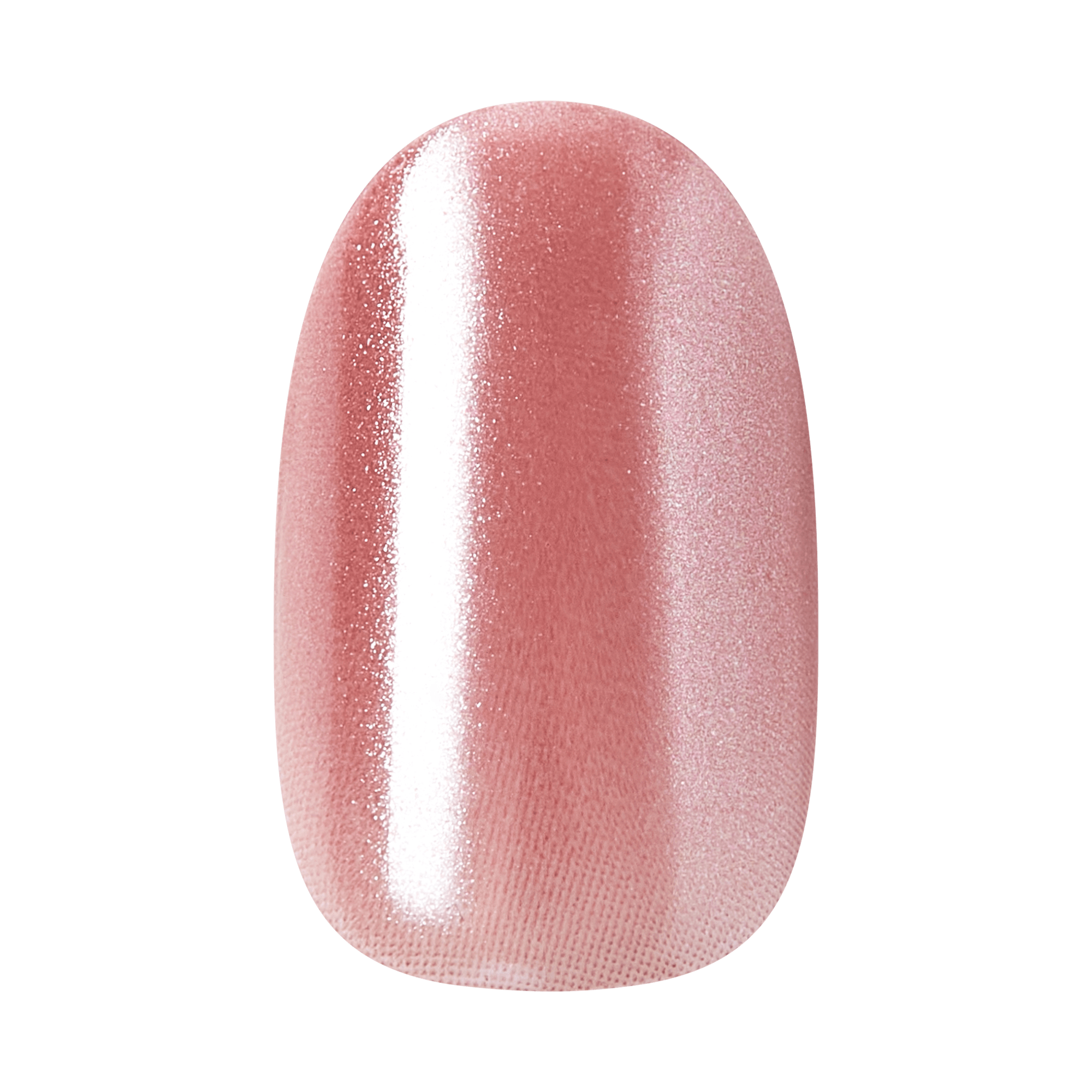 Rose pink shimmer nail polish with vertical light reflection stripe.
