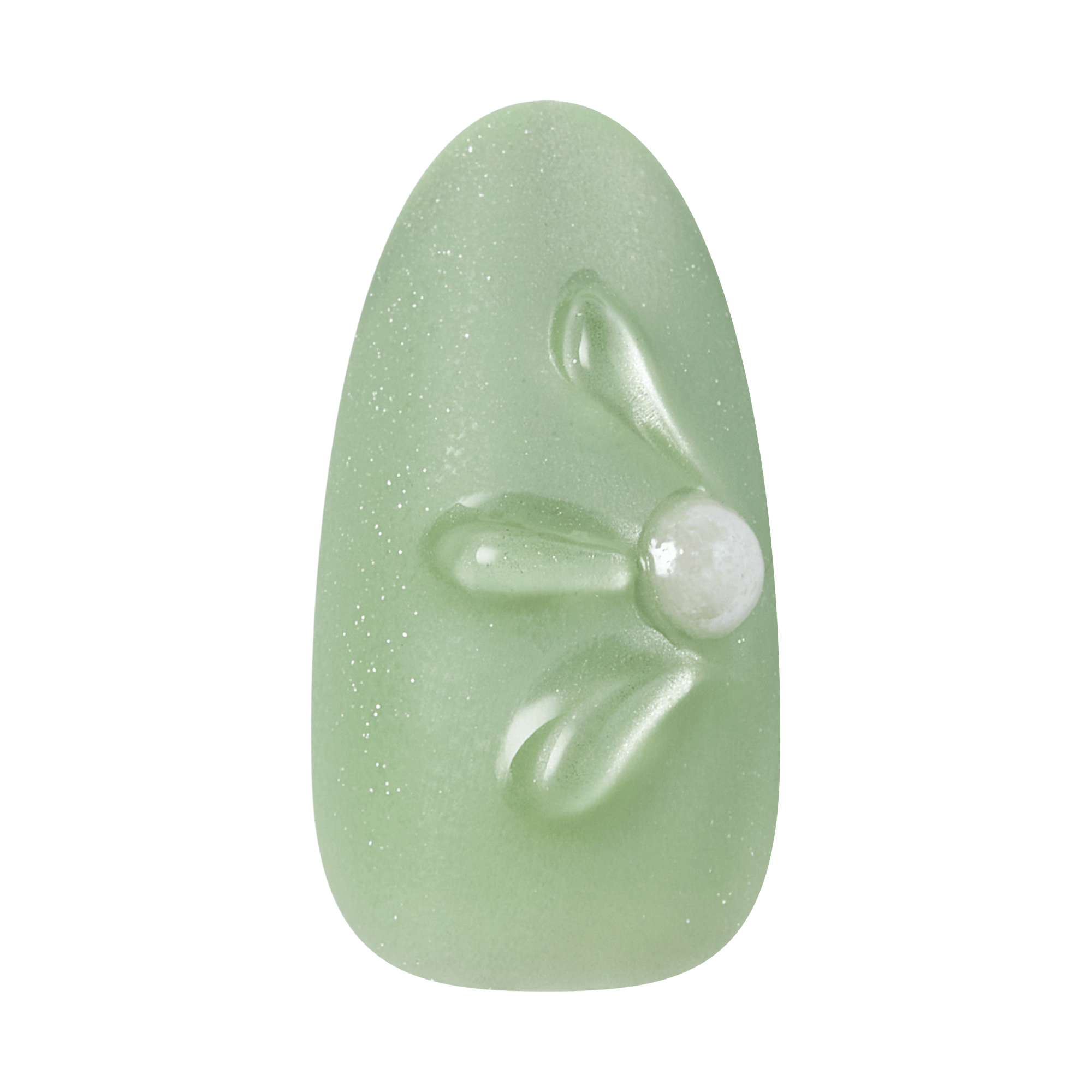 Jade rabbit carving with glittery green finish and relief design