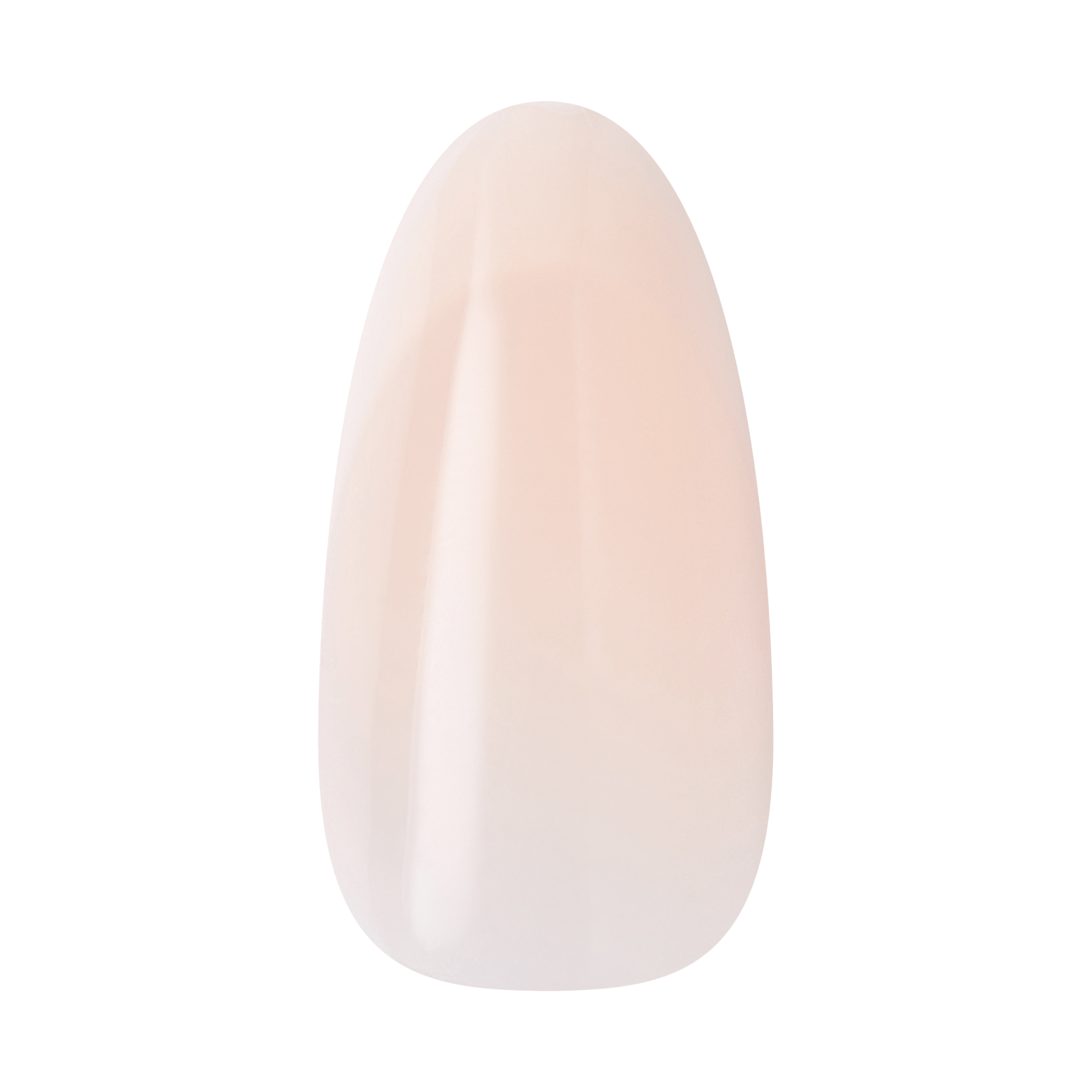 Glossy nude pink almond-shaped nail polish swatch