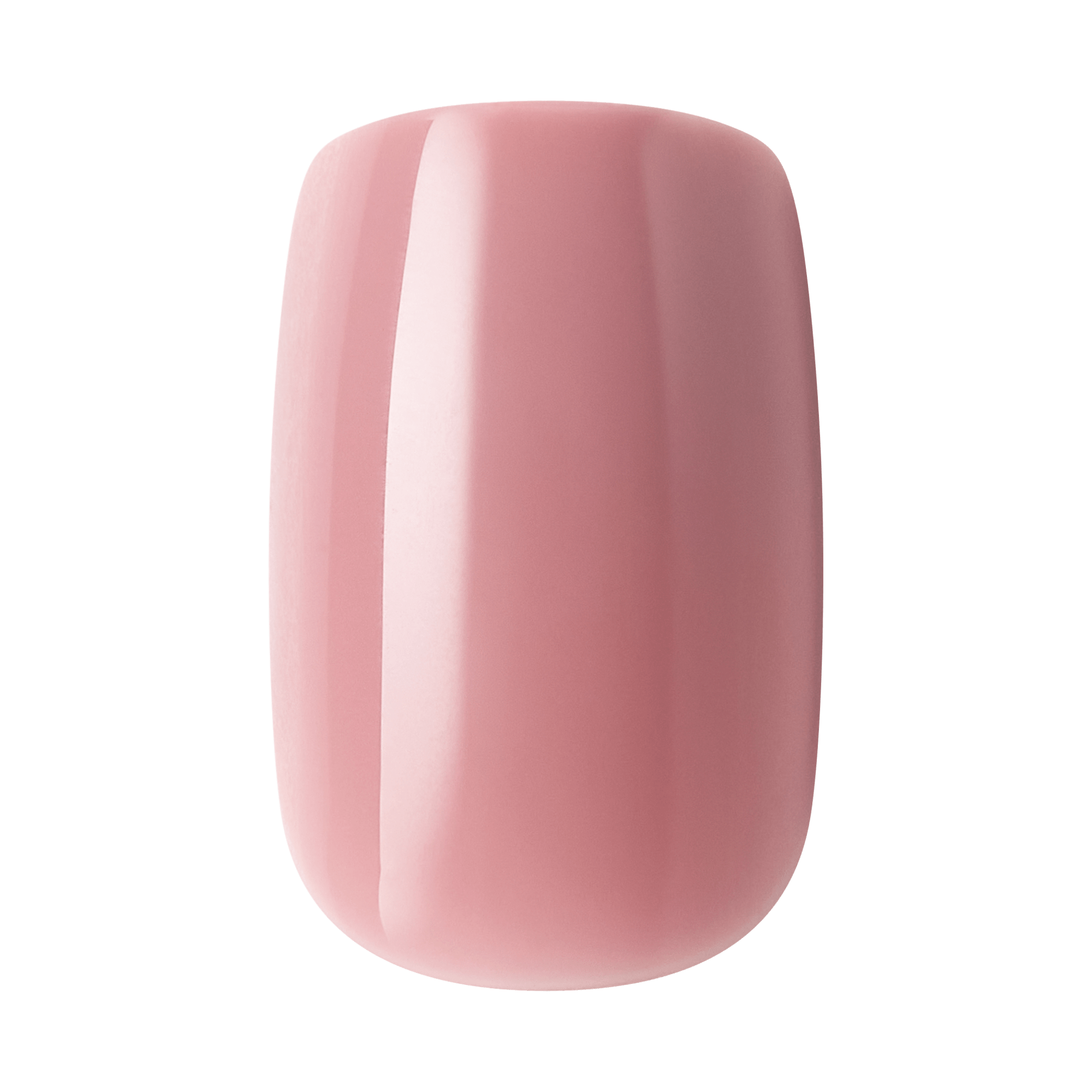 Glossy pink gel manicure nail swatch with rounded square shape