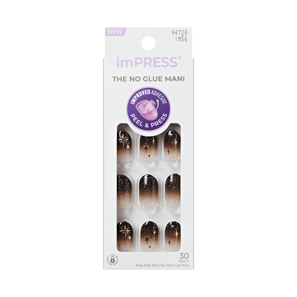 Impress Design No Glue Fake Press On Nails - Corporate Girl | Design, Black, Short, Oval, Manicure