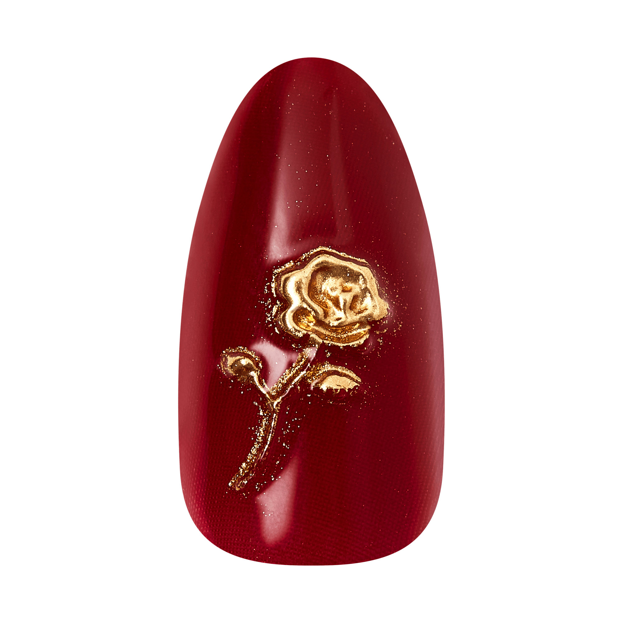Kiss Glam 3D & Jeweled Press On Fake Glue Nails - Weekend | 3D & Jewel Design, Red, Medium, Almond