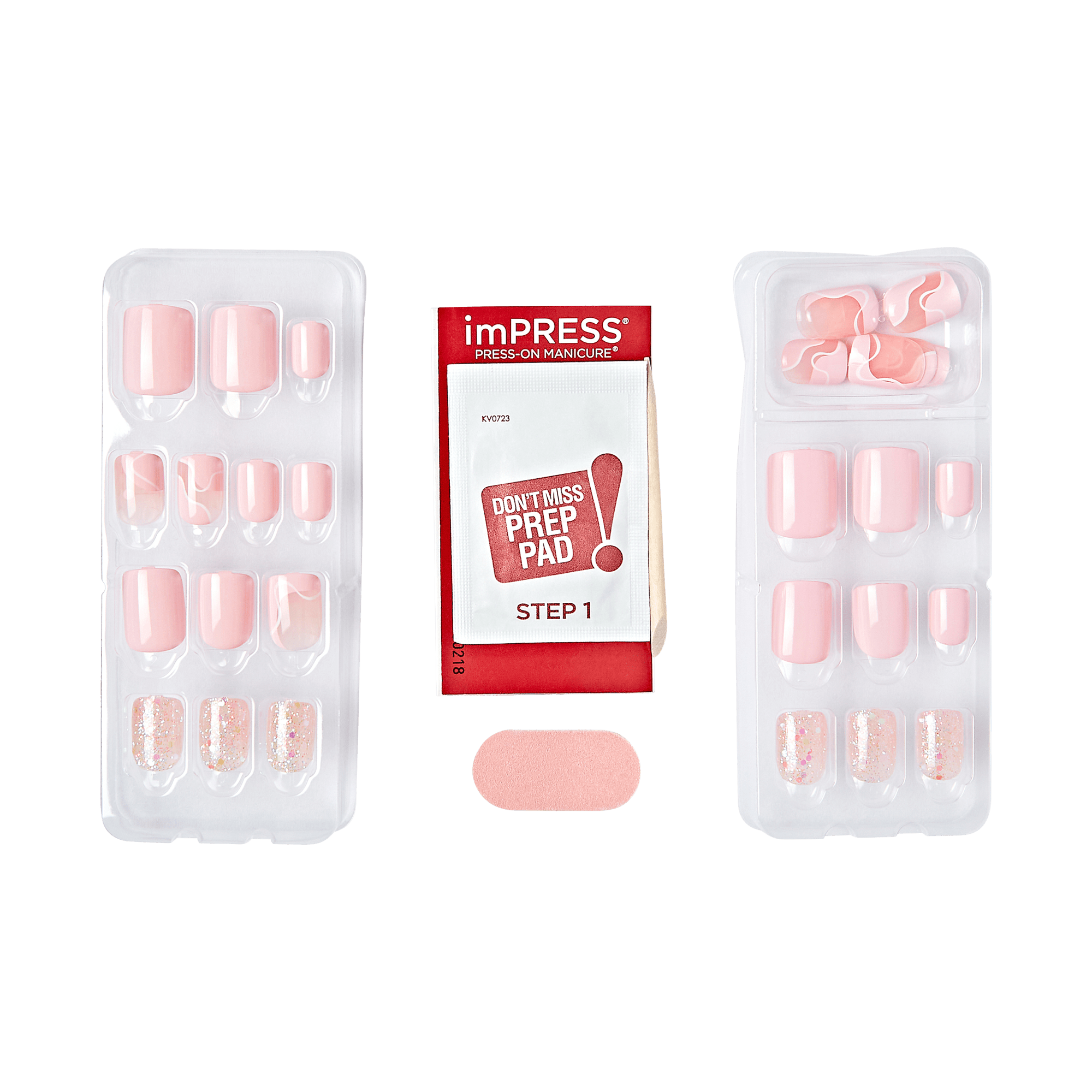 imPRESS Press-On Manicure nail set with prep pad in pink shades