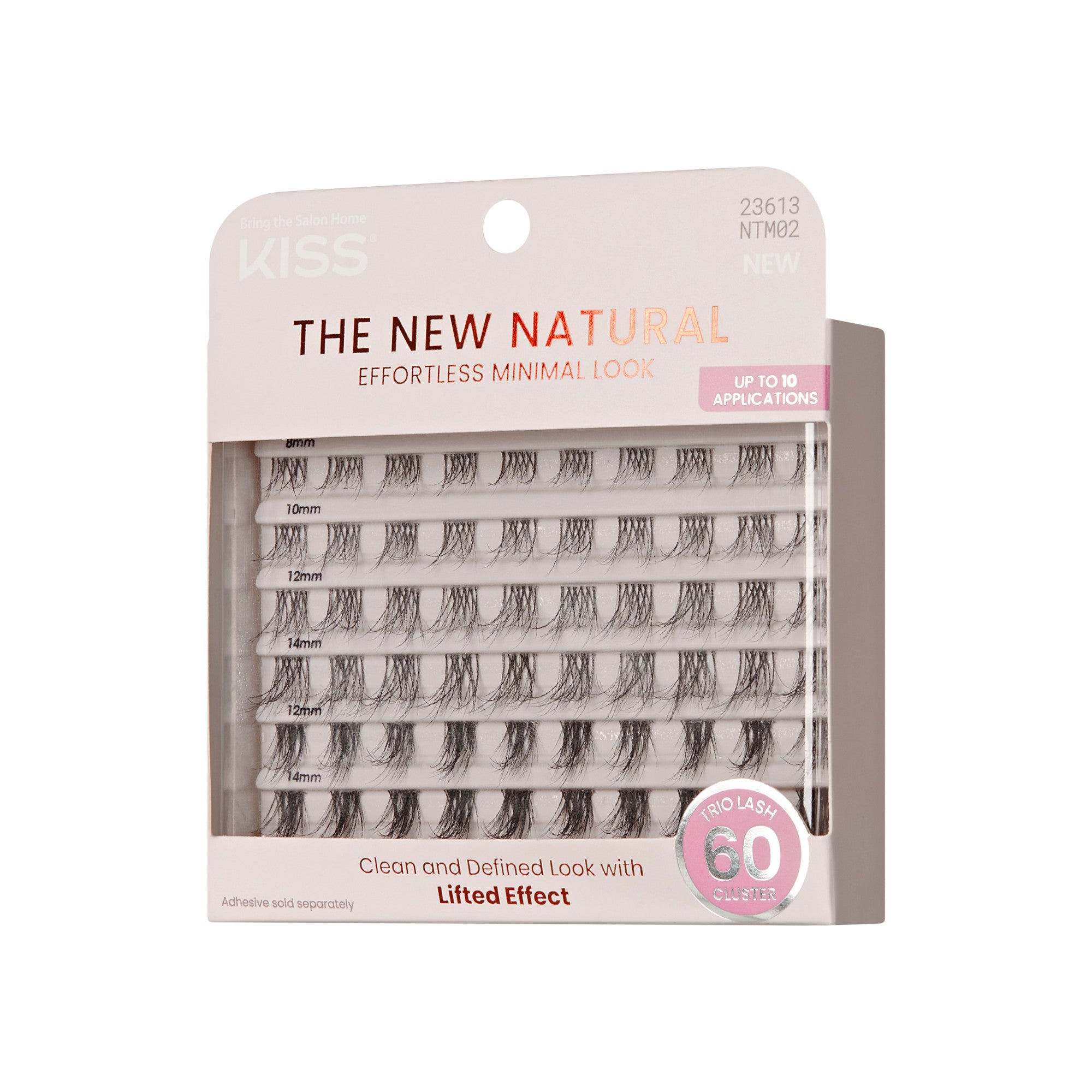 Kiss The New Natural lash clusters, effortless minimal look with lifted effect, up to 10 applications.
