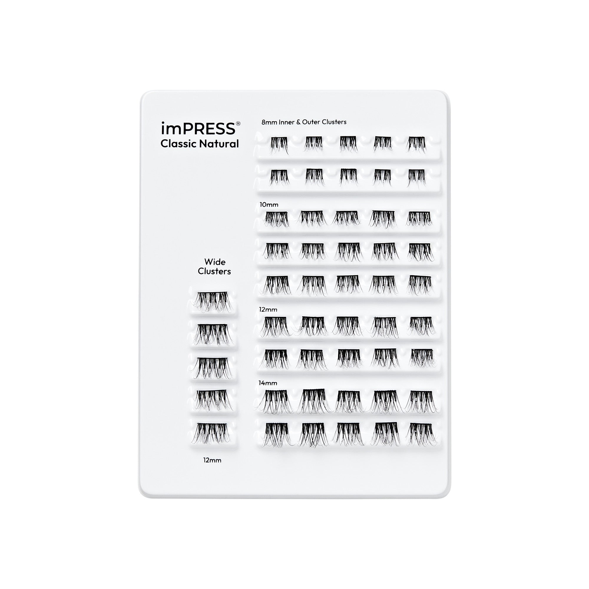 imPRESS Classic Natural lash cluster sample display wheel showing various sizes and styles