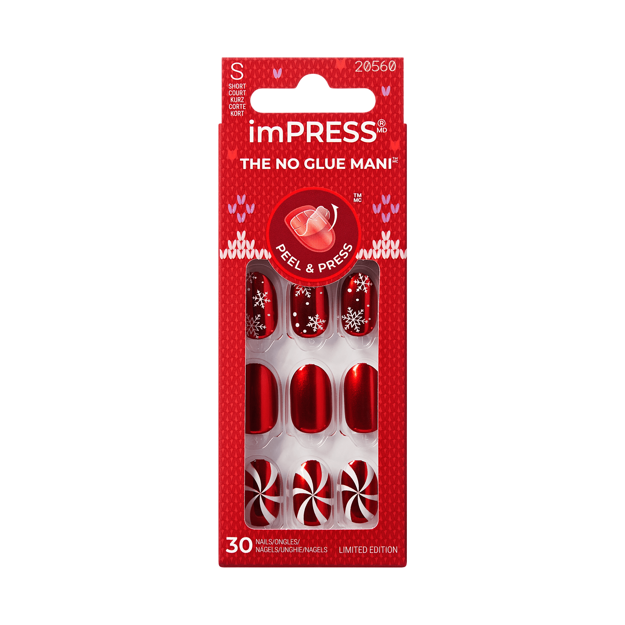 imPRESS The No Glue Mani press-on nails, holiday designs, 30 nails