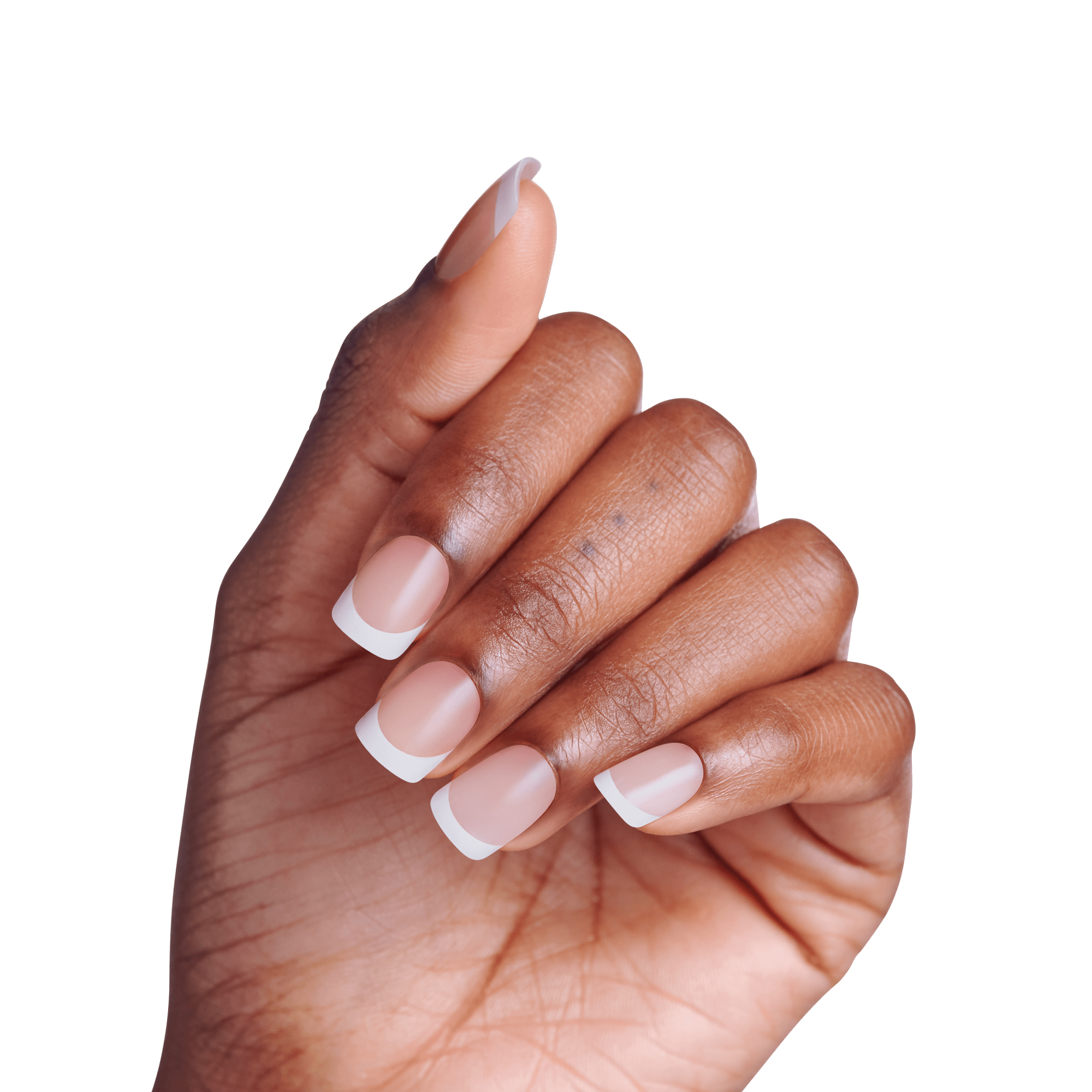 Impress Design No Glue Fake Press On Nails - Chic French | French Tips, White & Neutral, Short, Squoval, Manicure