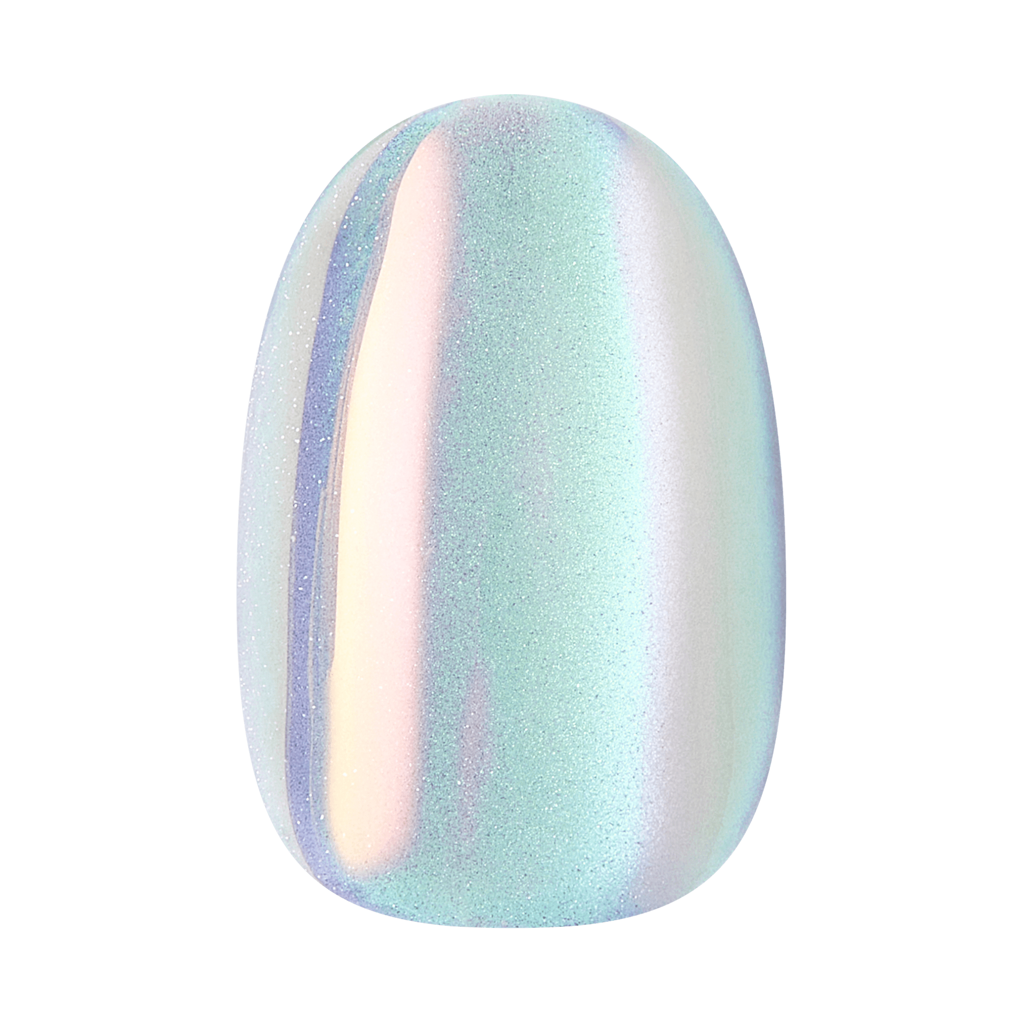 Iridescent holographic nail polish in soft mint and lavender tones