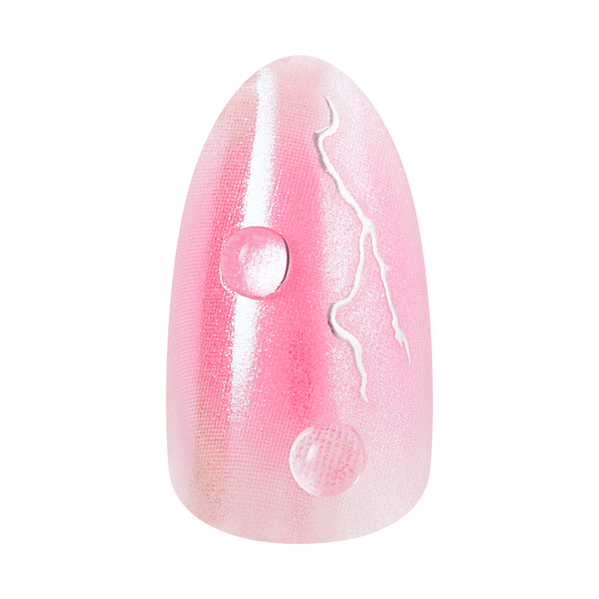 Pink egg-shaped personal massager with white accent details and textured surface.