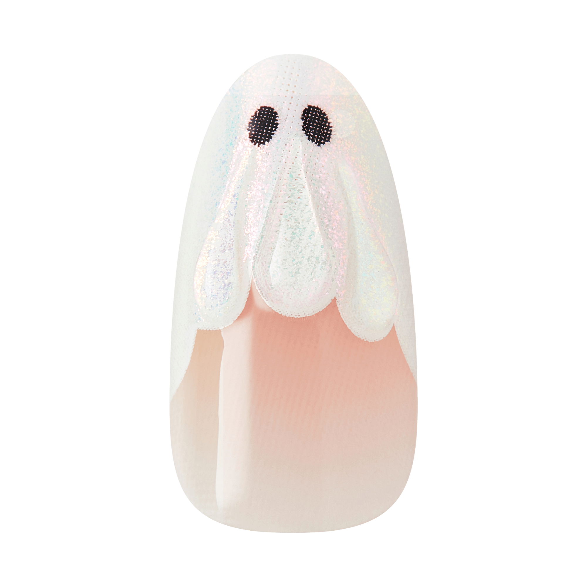 Kiss Haunt Halloween Press On Fake Glue Nails - Midnight Makeover | French Design, Black & White, Medium, Almond, Glow In The Dark