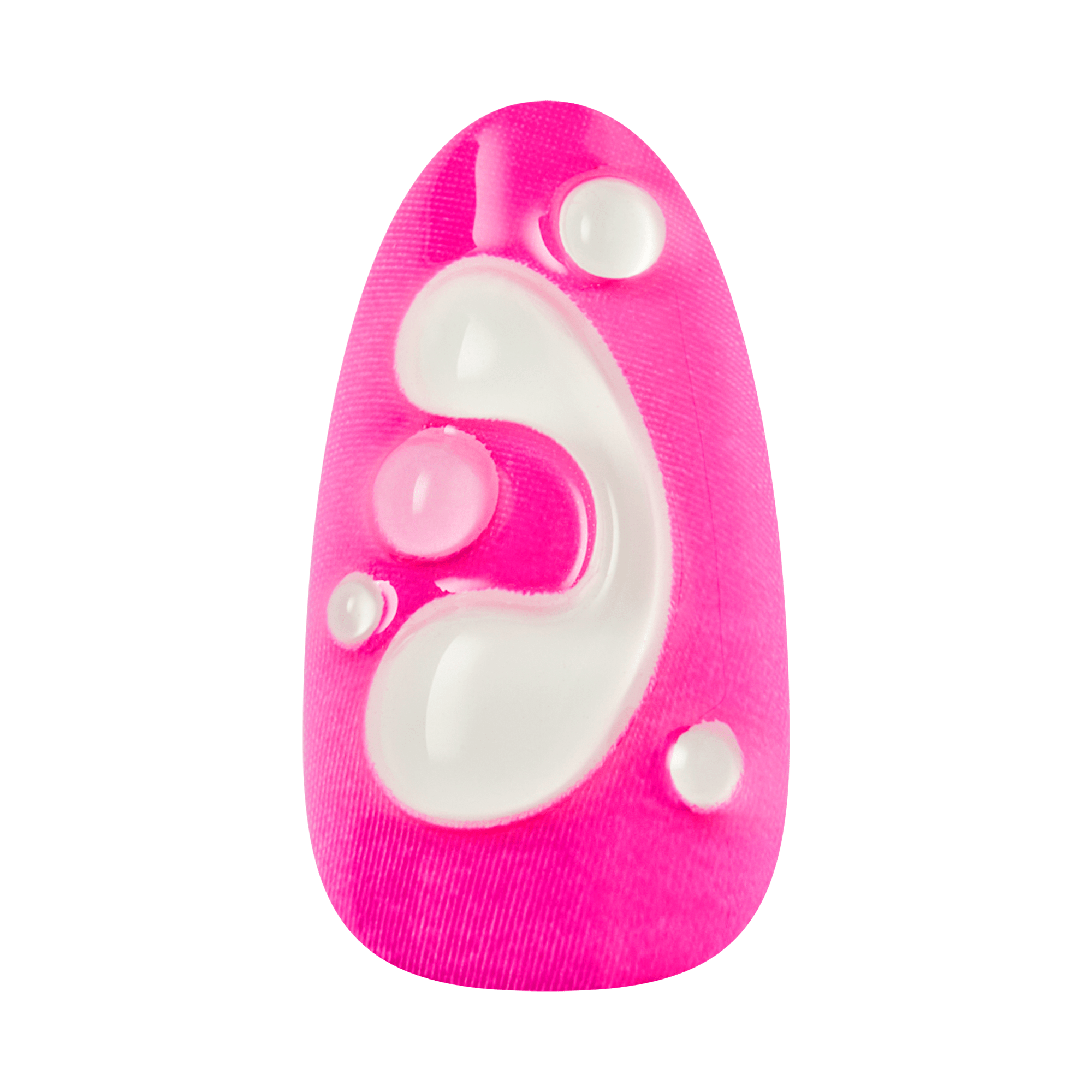 Bright pink fidget toy with white bubble poppers and textured surface