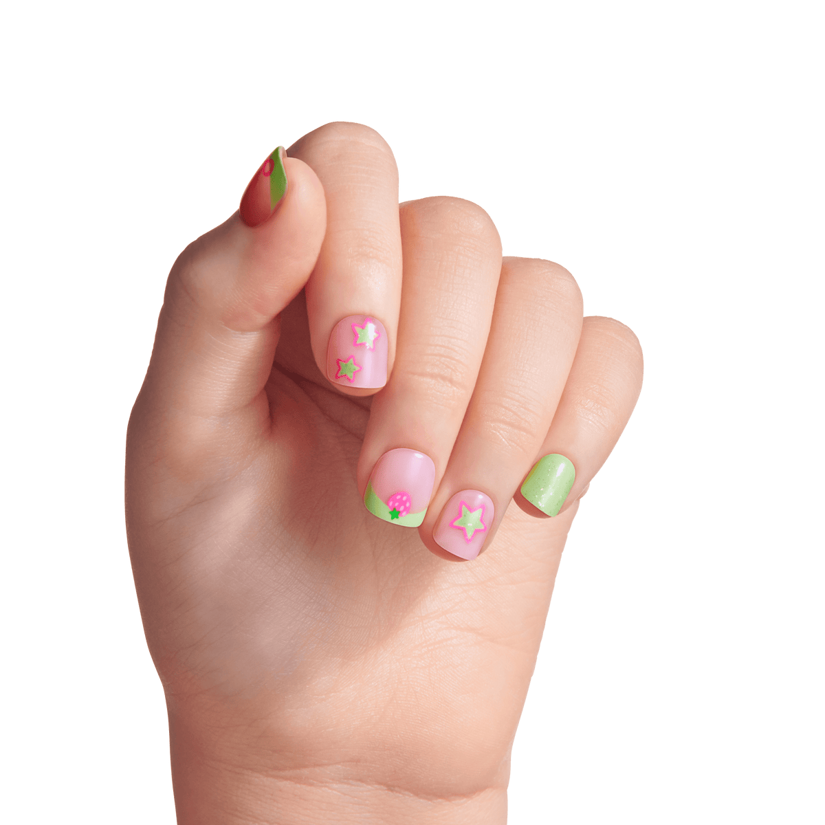 Impress Kids No Glue Fake Press On Nails - Princess Dream | Design, Pink & Green, Kids, Squoval, Manicure