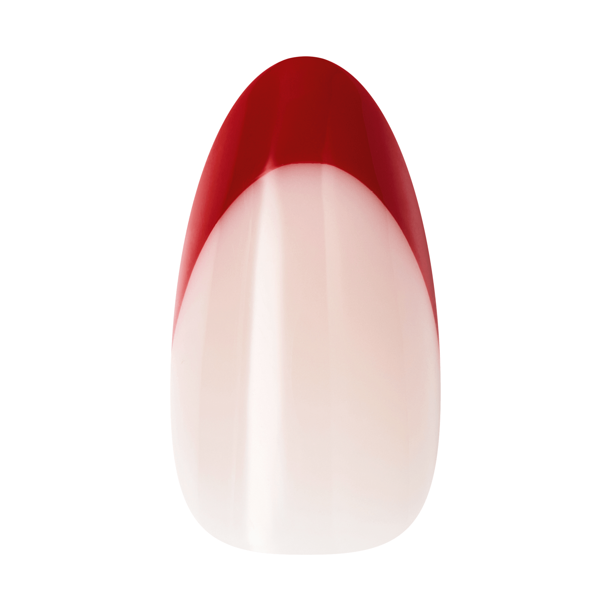 Red and white ombré almond-shaped nail polish manicure