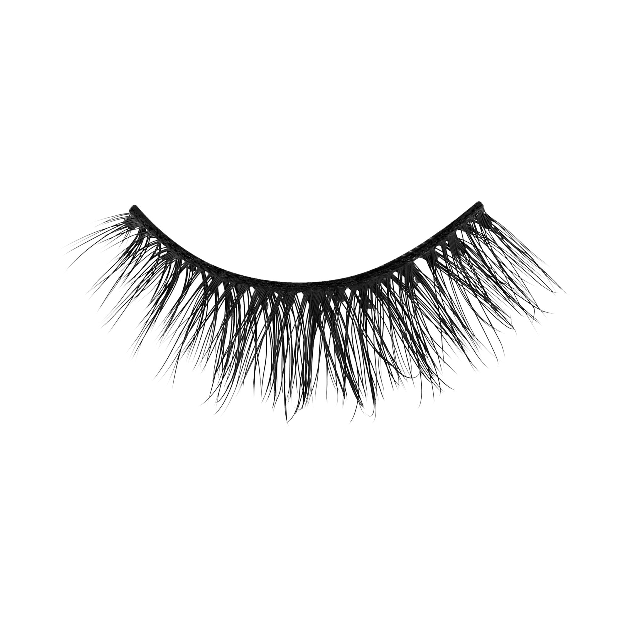 Black false eyelashes with full, dramatic lashes on black band