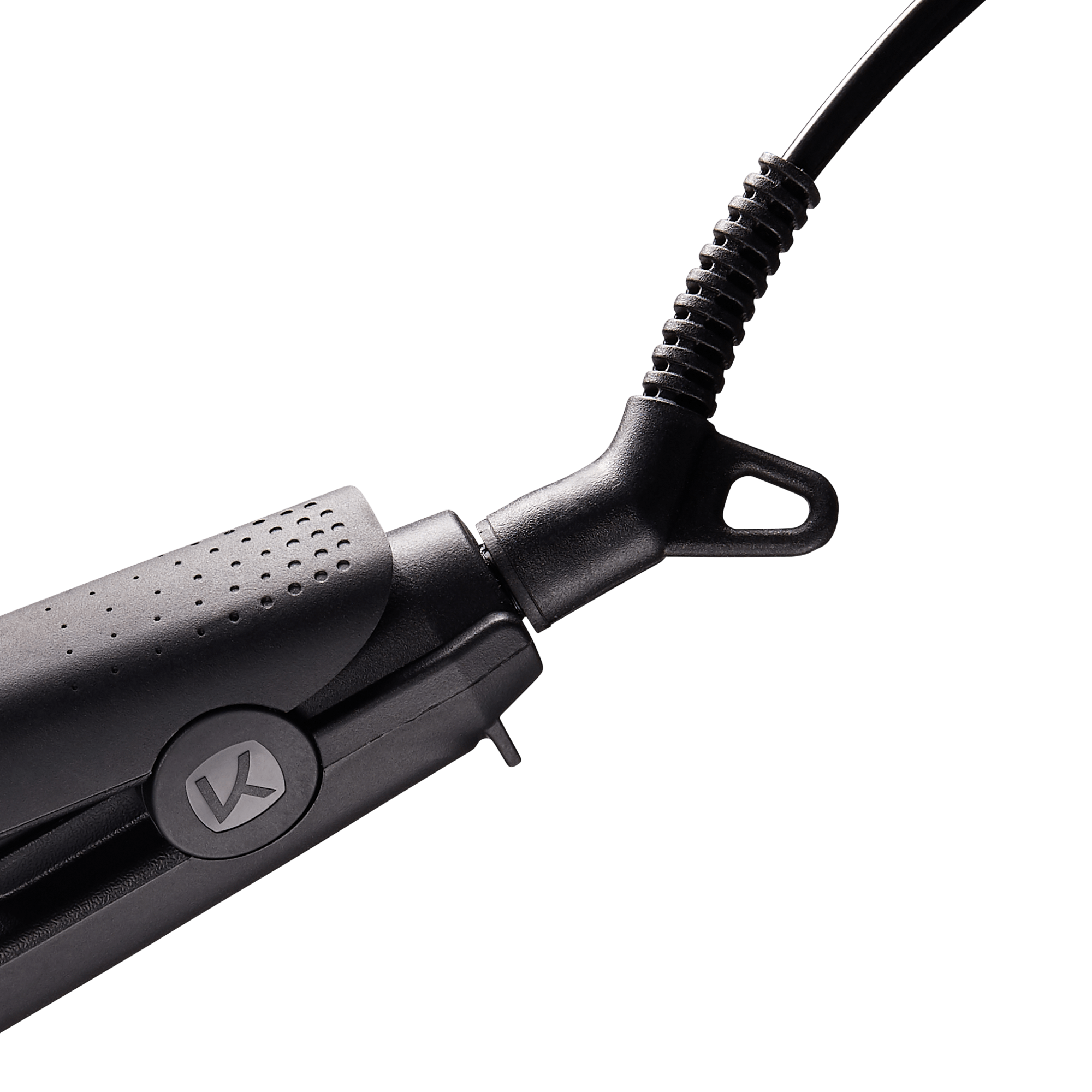 Close-up view of the black 1/2\