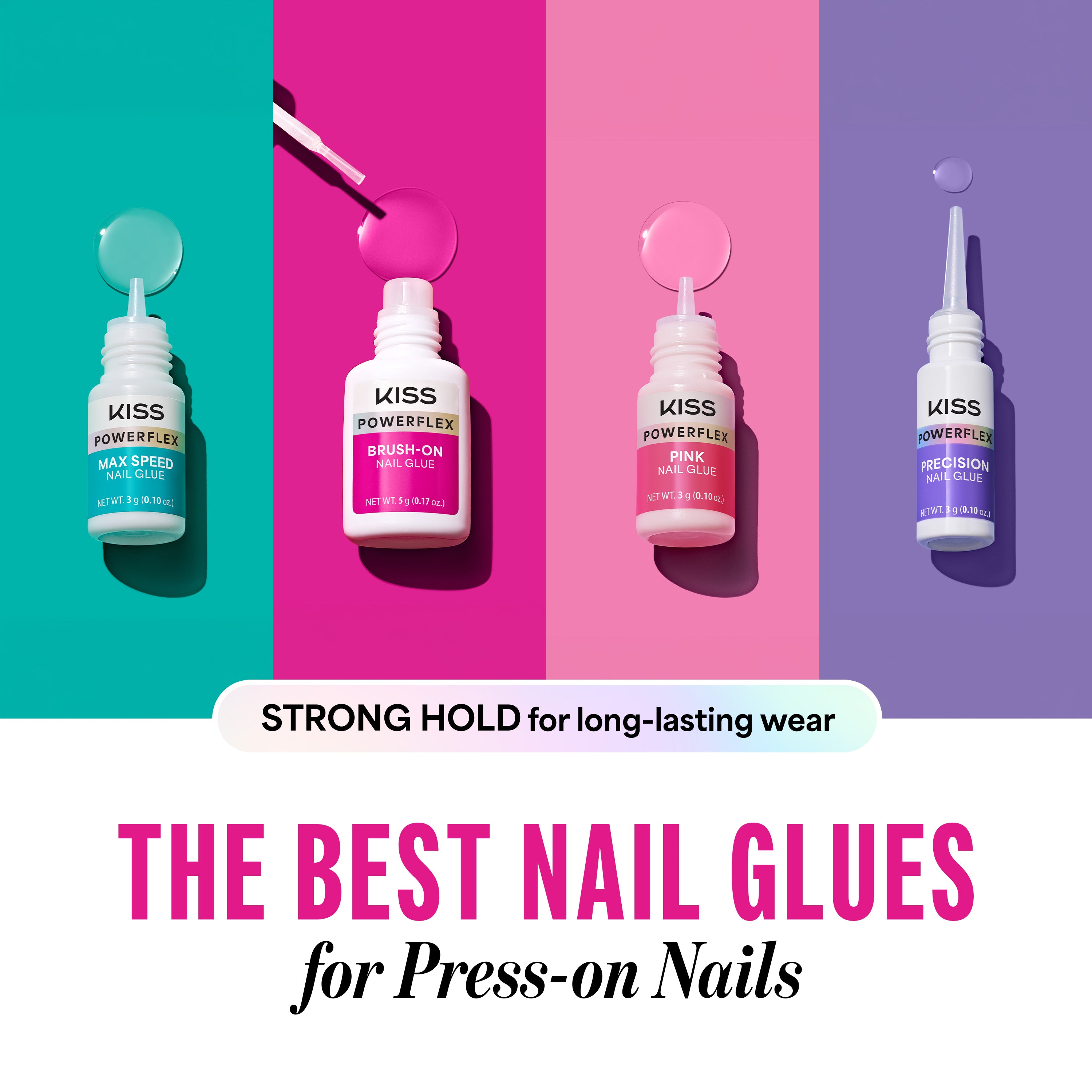 Kiss PowerFlex Brush-On Nail Glue 3-Pack