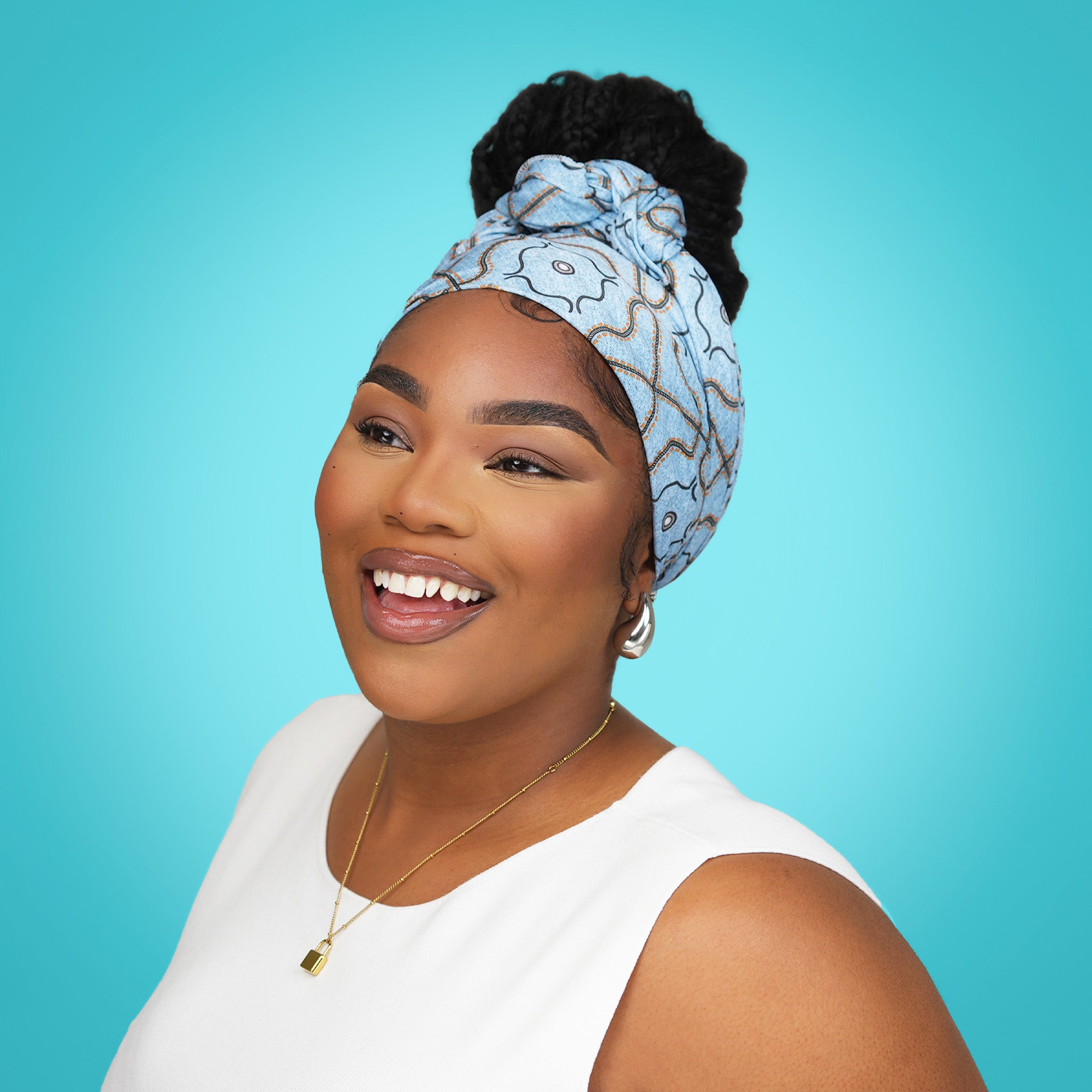 Kiss Colors & Care Limited Edition BIFC Satin Wrap Scarf - Samaria Leah | Head Scarf, Hair Scarf, 60"L x 16"W, Hair Accessories