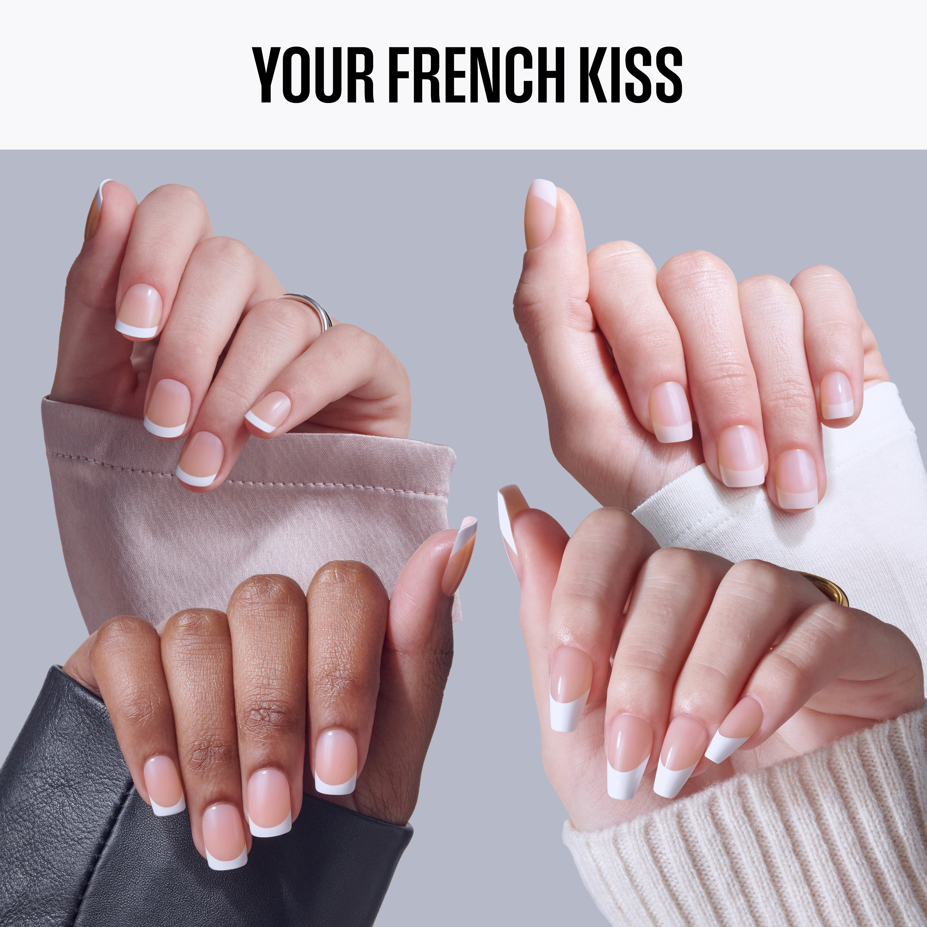 Kiss Core French Press On Glue Nails Bundle - Your French Kiss