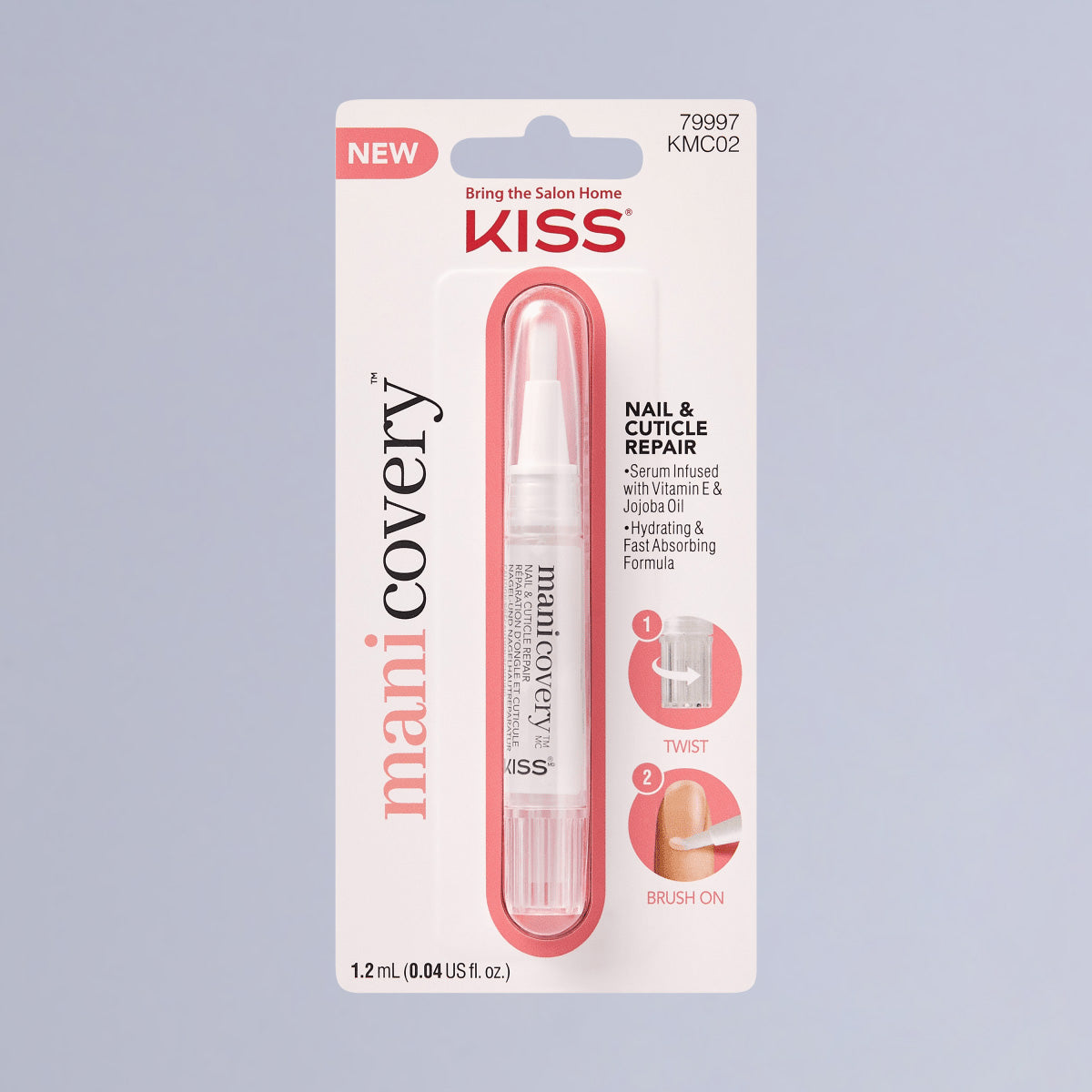 Kiss Manicovery Nail & Cuticle Repair | Nail Adhesive, Press-On Glue, Serum Twist Pen, Vitamin E & Jojoba Oil Infused, 0.04 fl. oz.