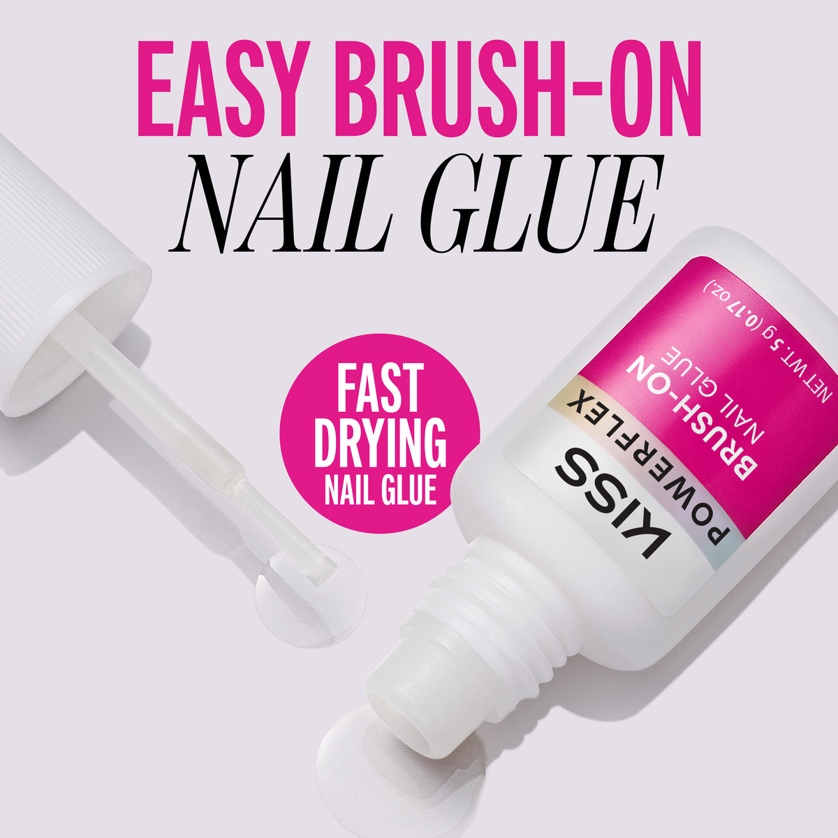 Kiss PowerFlex Brush-On Nail Glue 2-Pack | Nail Adhesive, Press-On Glue, Applies Like Polish, Lasting Wear