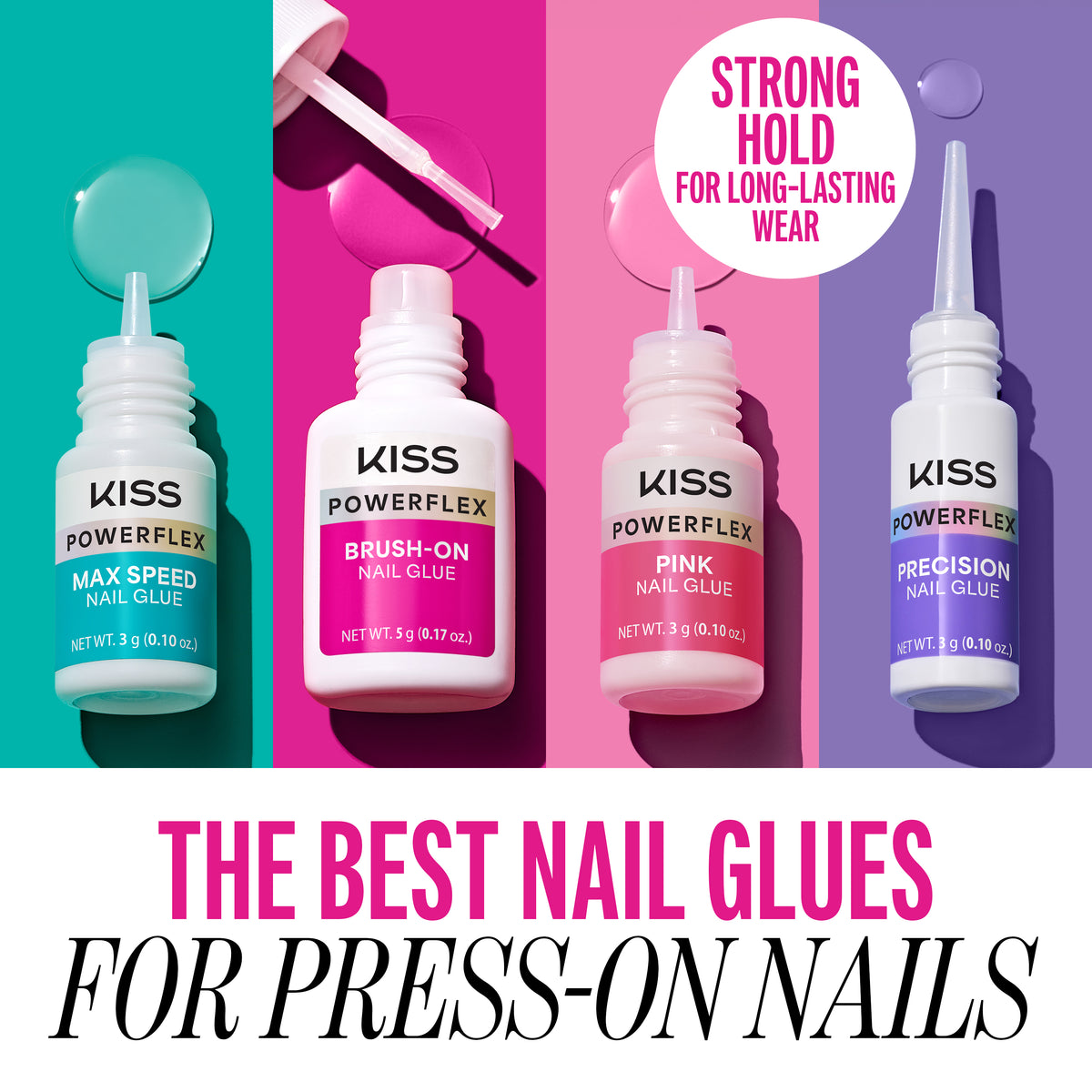 Kiss PowerFlex Brush-On Nail Glue 2-Pack | Nail Adhesive, Press-On Glue, Applies Like Polish, Lasting Wear
