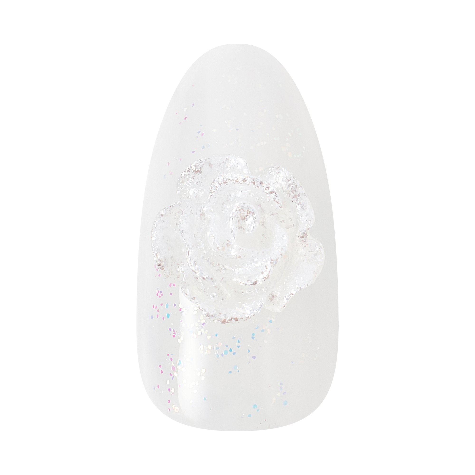 Kiss Glam Jeweled Press On Fake Glue Nails - Polaroid | 3D & Jeweled Design, White, Medium, Almond