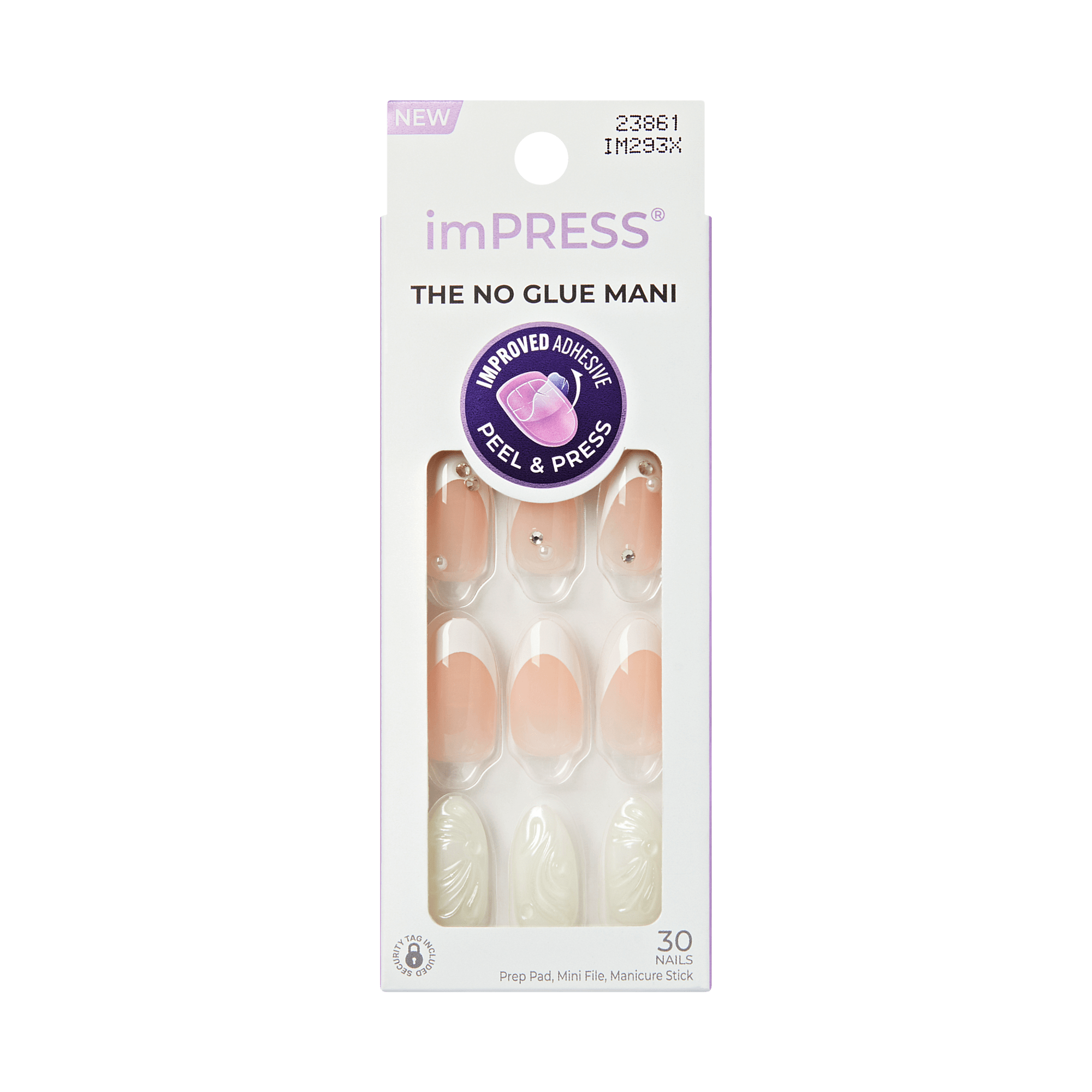 Impress Design No Glue Fake Press On Nails - Bloom | French Design, Red, Medium, Almond, Manicure