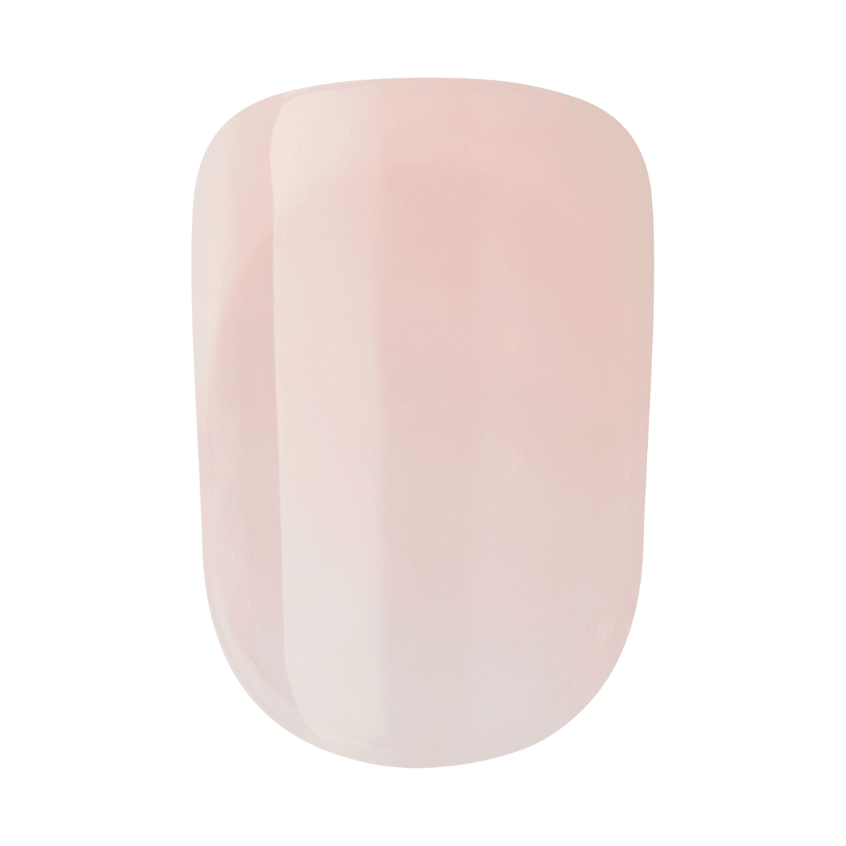 The image shows a single artificial nail tip. The nail tip is oval-shaped and has a smooth, glossy finish. It is a light, translucent pink color, giving it a natural and subtle appearance. The nail tip is designed to be applied to a natural nail to enhance its length and shape.