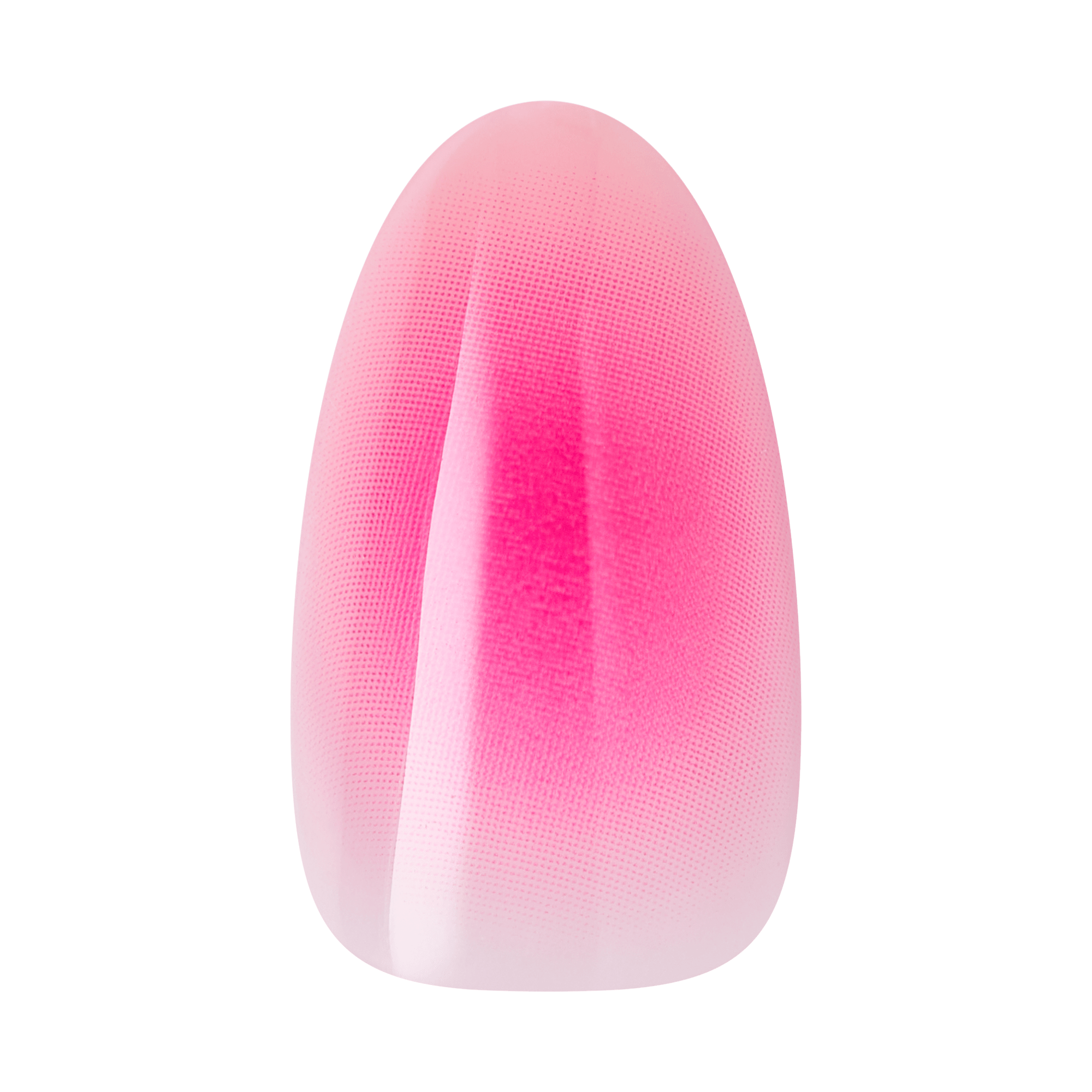 Pink silicone facial cleansing brush with textured surface and gradient coloring.
