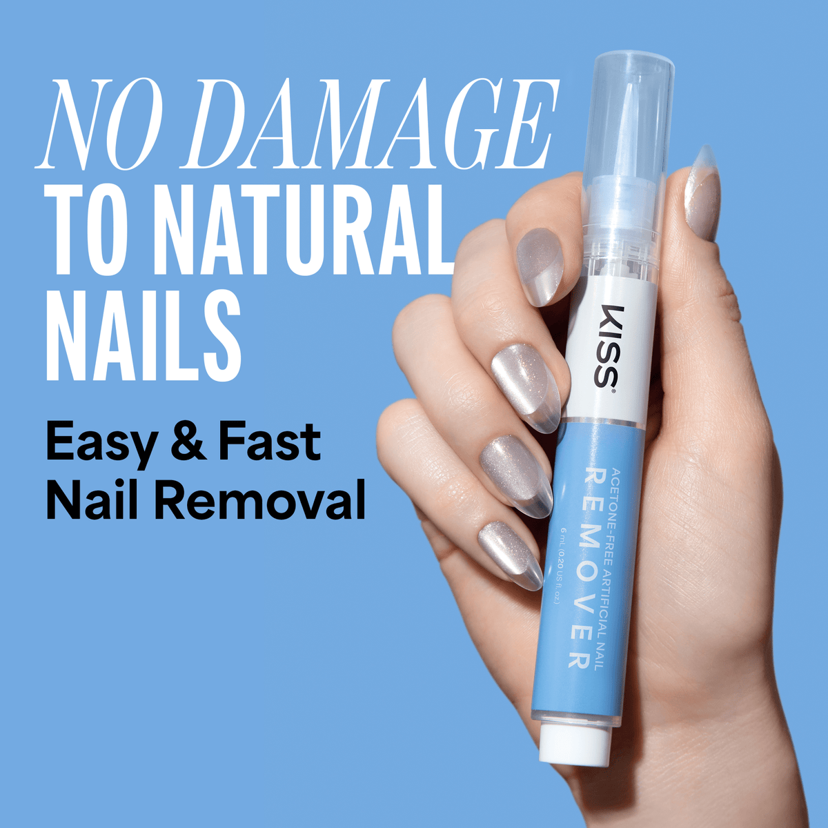 Kiss Acetone-Free Artificial Nail Remover Pen | Fake Nail Remover, Press-On Remover, Precision Tip for Gentle Removal, Non-Damaging, Vitamin E & Keratin Infused, 0.2 fl. oz.
